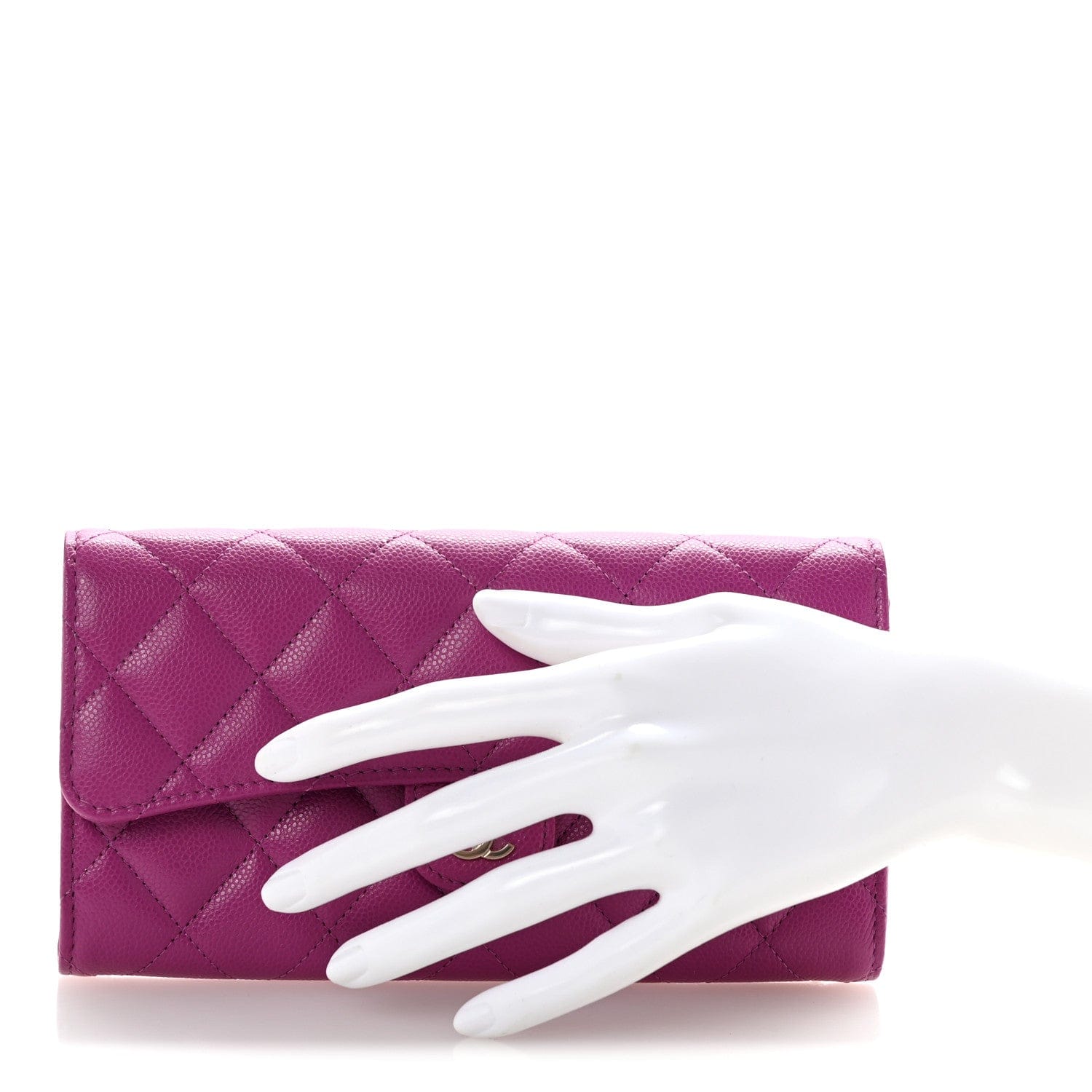 Chanel Caviar Quilted Large Flap Wallet Purple