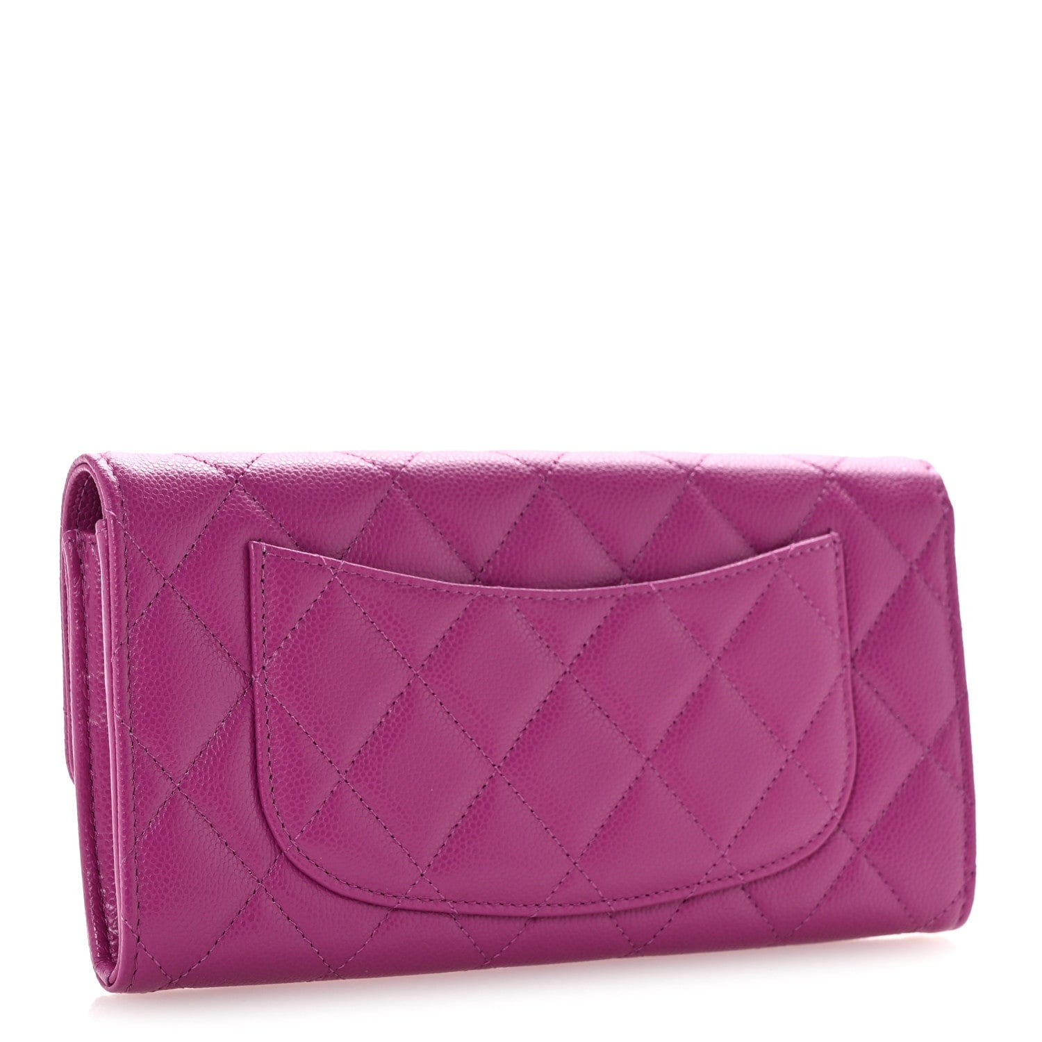 Chanel Caviar Quilted Large Flap Wallet Purple