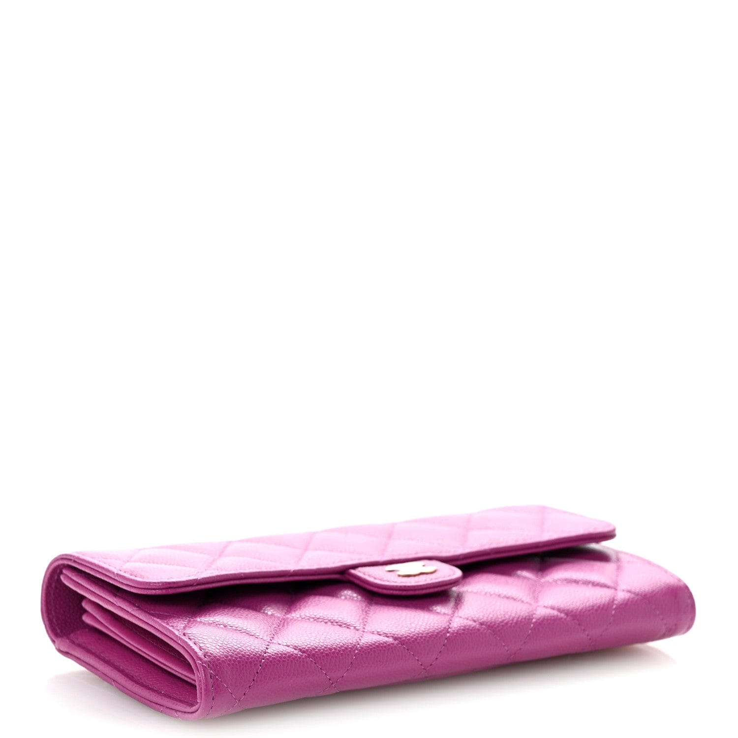 Chanel Caviar Quilted Large Flap Wallet Purple