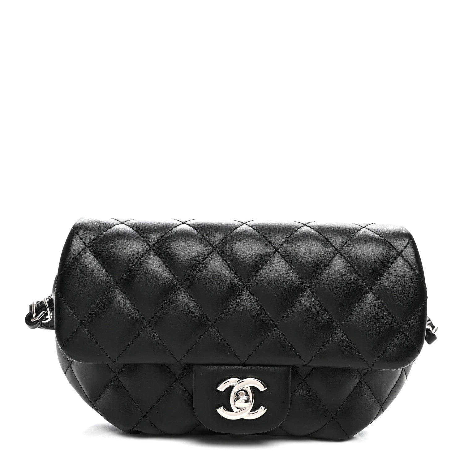 Chanel Calfskin Quilted CC Uniform Flap Belt Bag Black