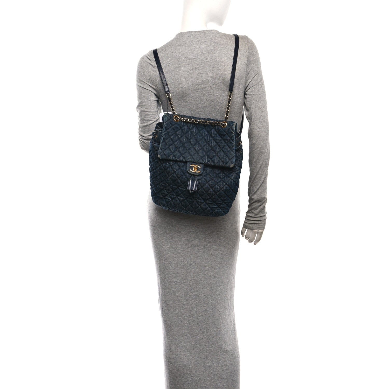 Chanel Washed Denim Quilted Large Urban Spirit Backpack Dark Blue