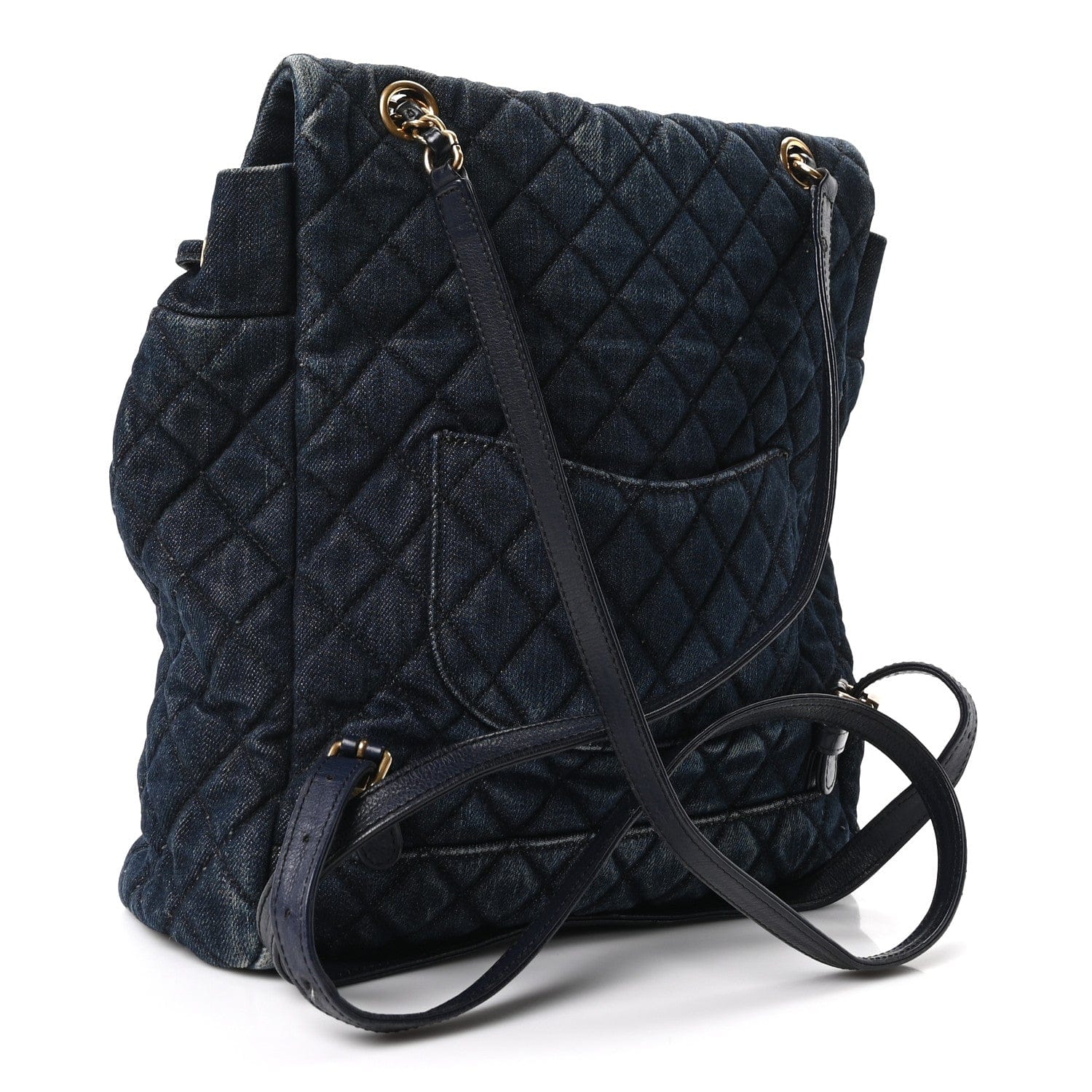Chanel Washed Denim Quilted Large Urban Spirit Backpack Dark Blue
