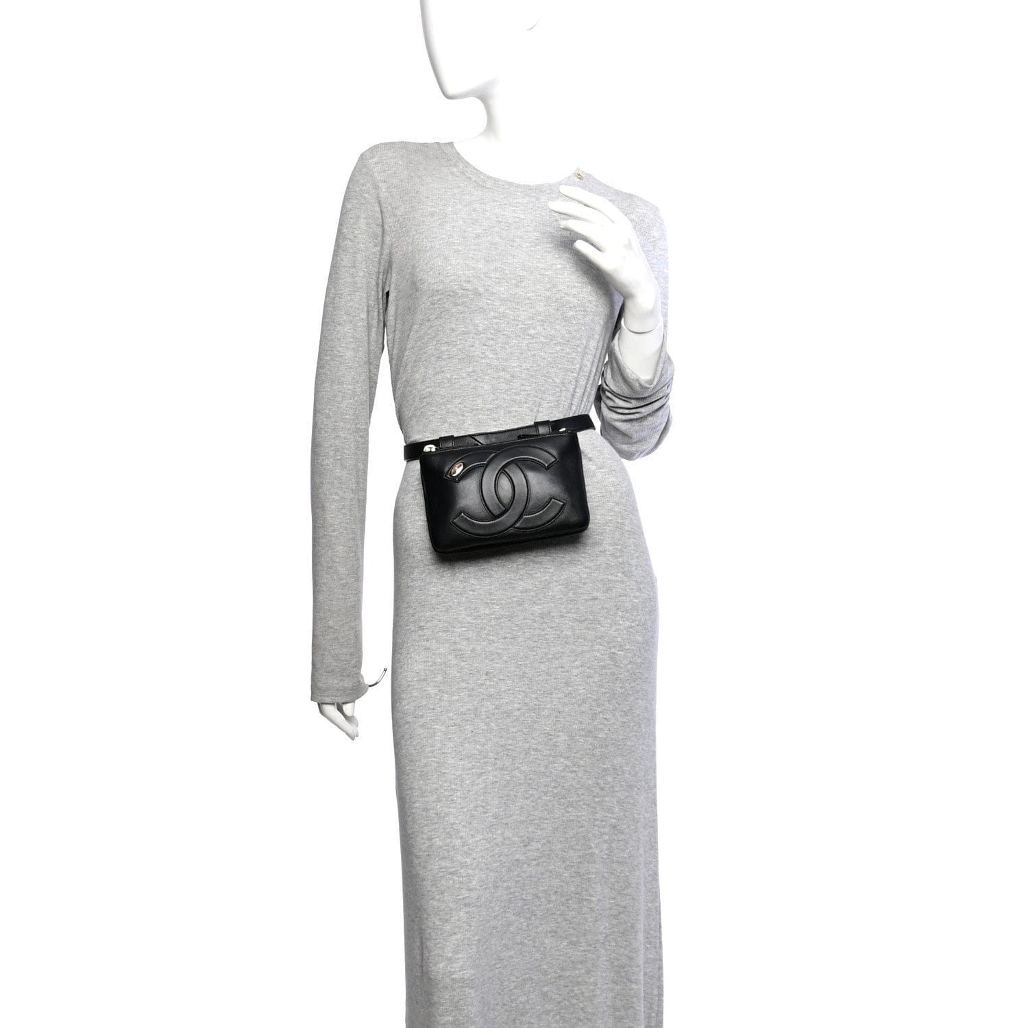 Chanel Lambskin CC Mania Waist Belt Bag Black