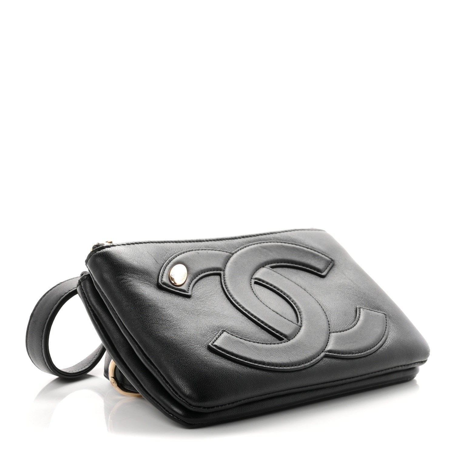 Chanel Lambskin CC Mania Waist Belt Bag Black