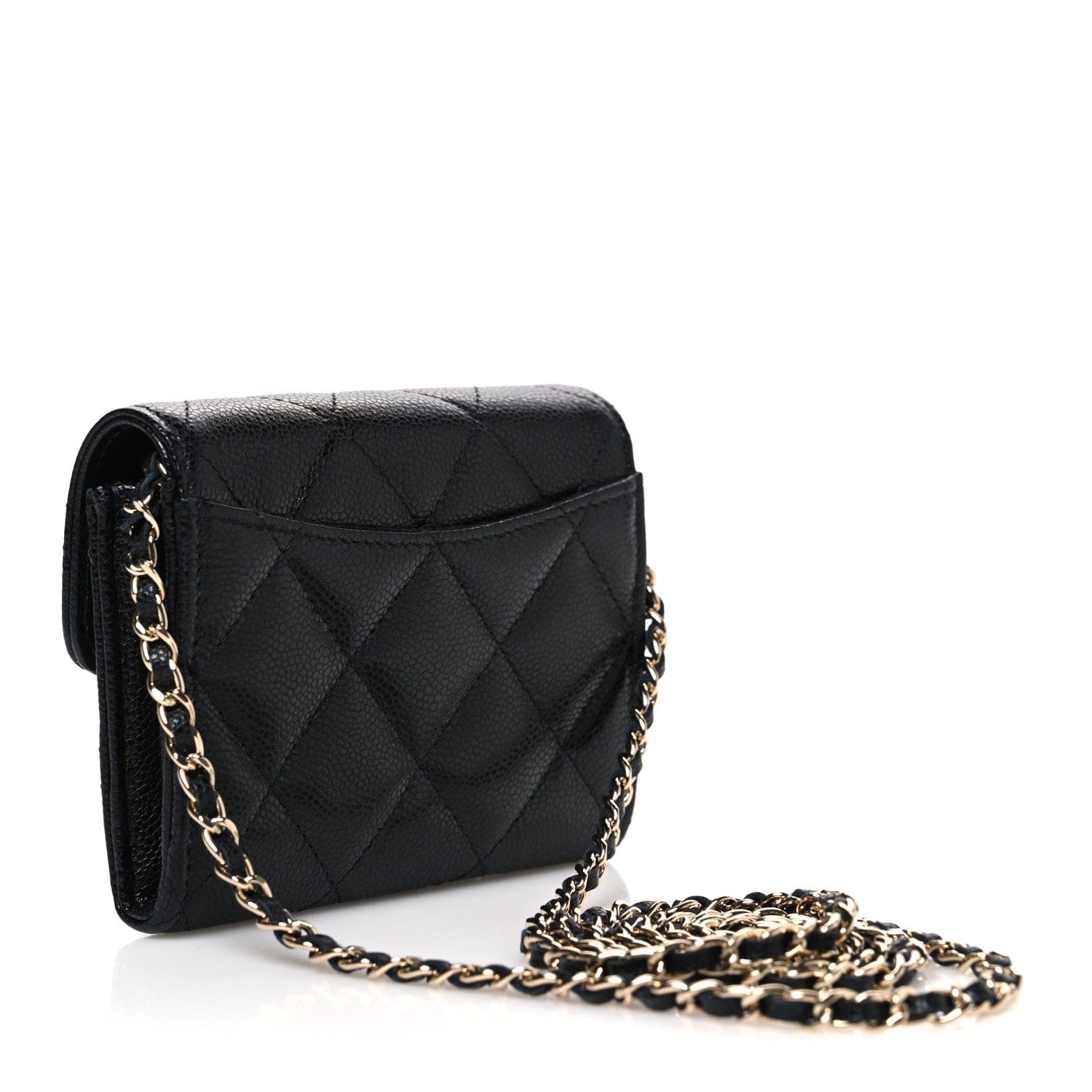 Chanel Caviar Quilted Flap Card Holder On Chain Black