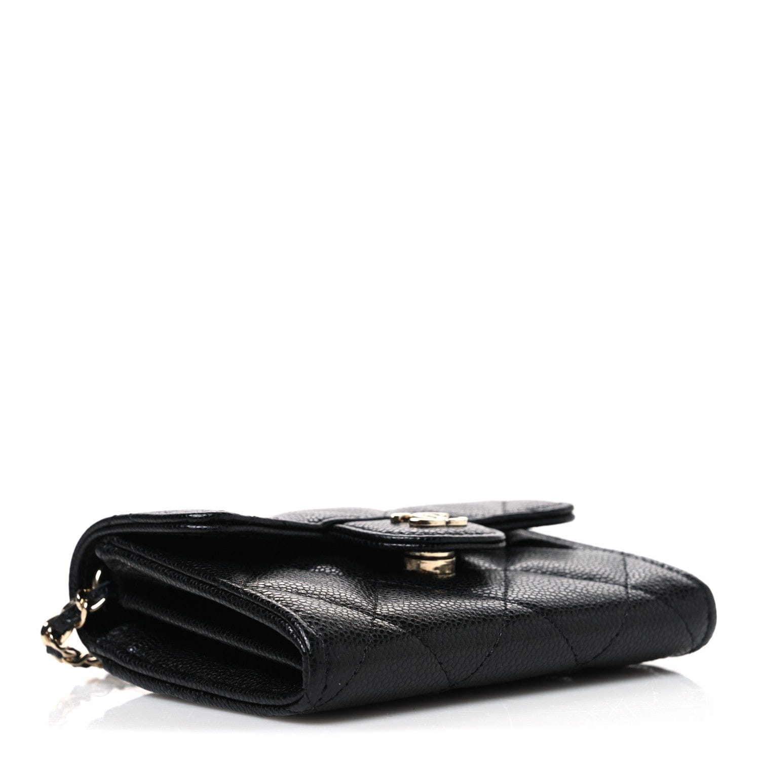 Chanel Caviar Quilted Flap Card Holder On Chain Black