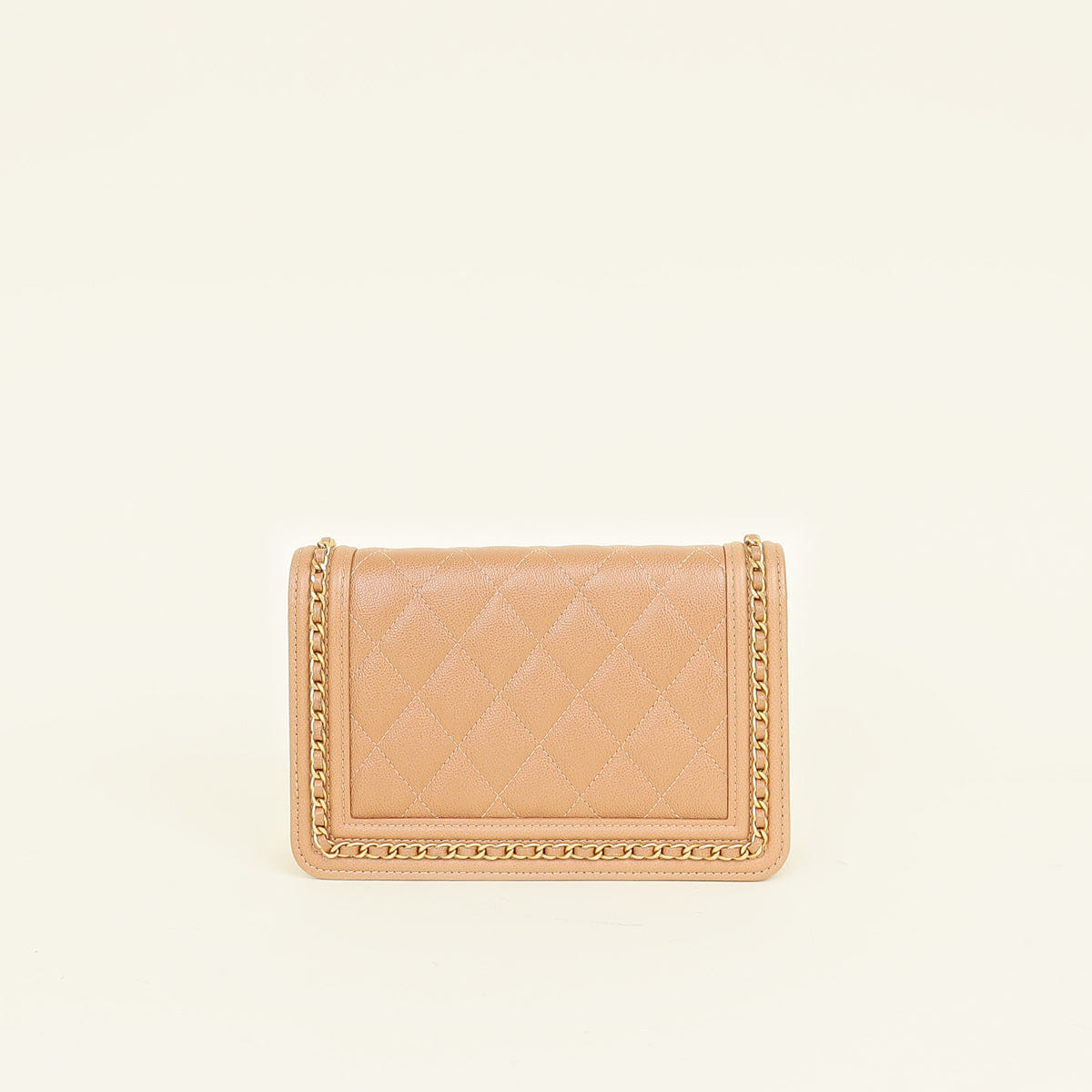 Chanel Dark Beige CC Chain Around Boy Wallet On Chain