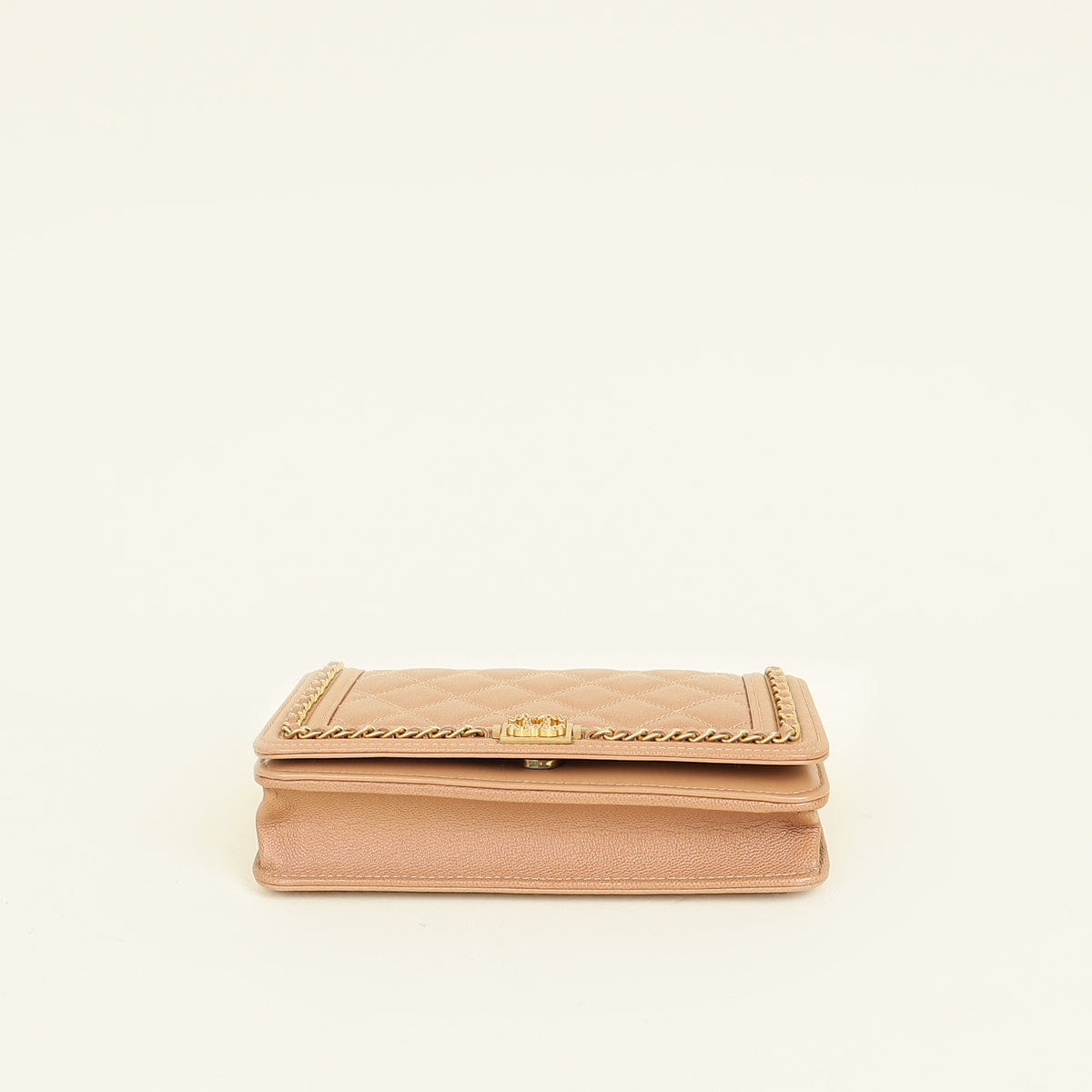 Chanel Dark Beige CC Chain Around Boy Wallet On Chain