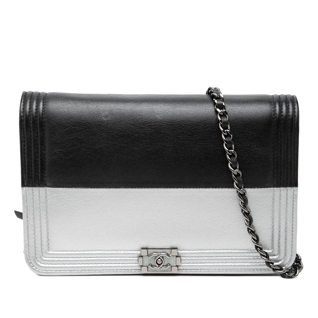 Chanel Bicolor Calfskin Boy Wallet On Chain