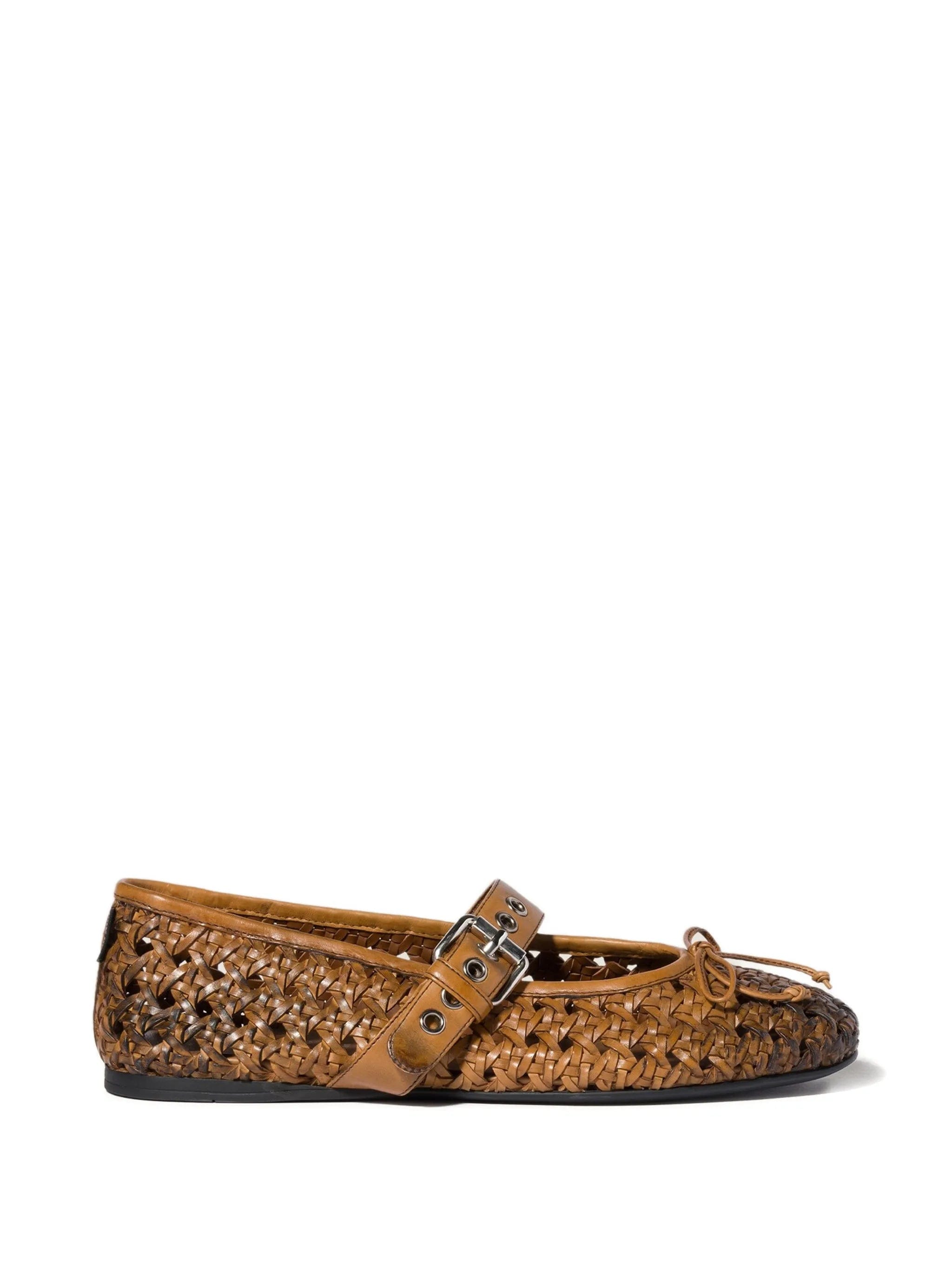 Miu Miu woven buckle - strap ballet flats