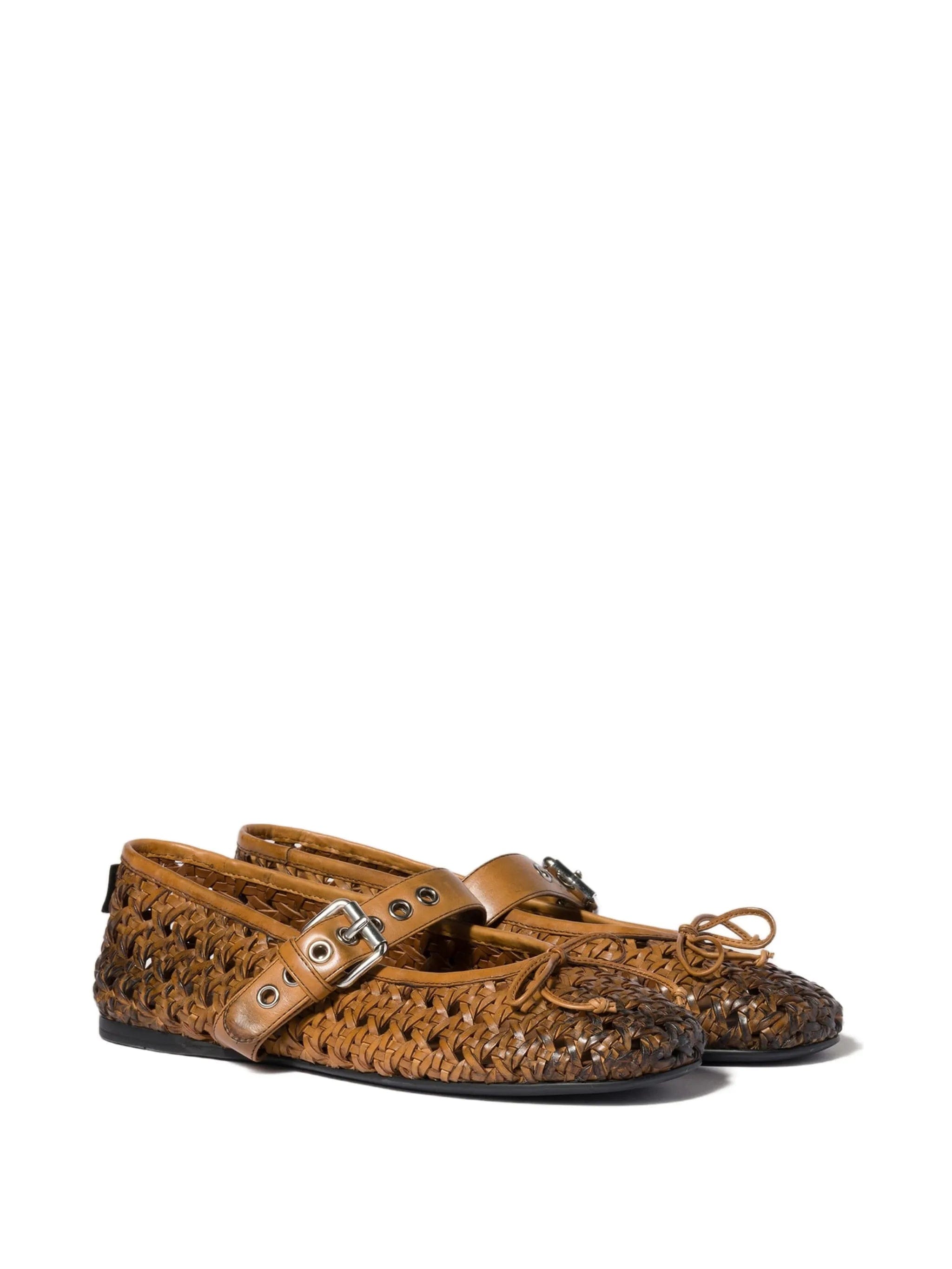 Miu Miu woven buckle - strap ballet flats
