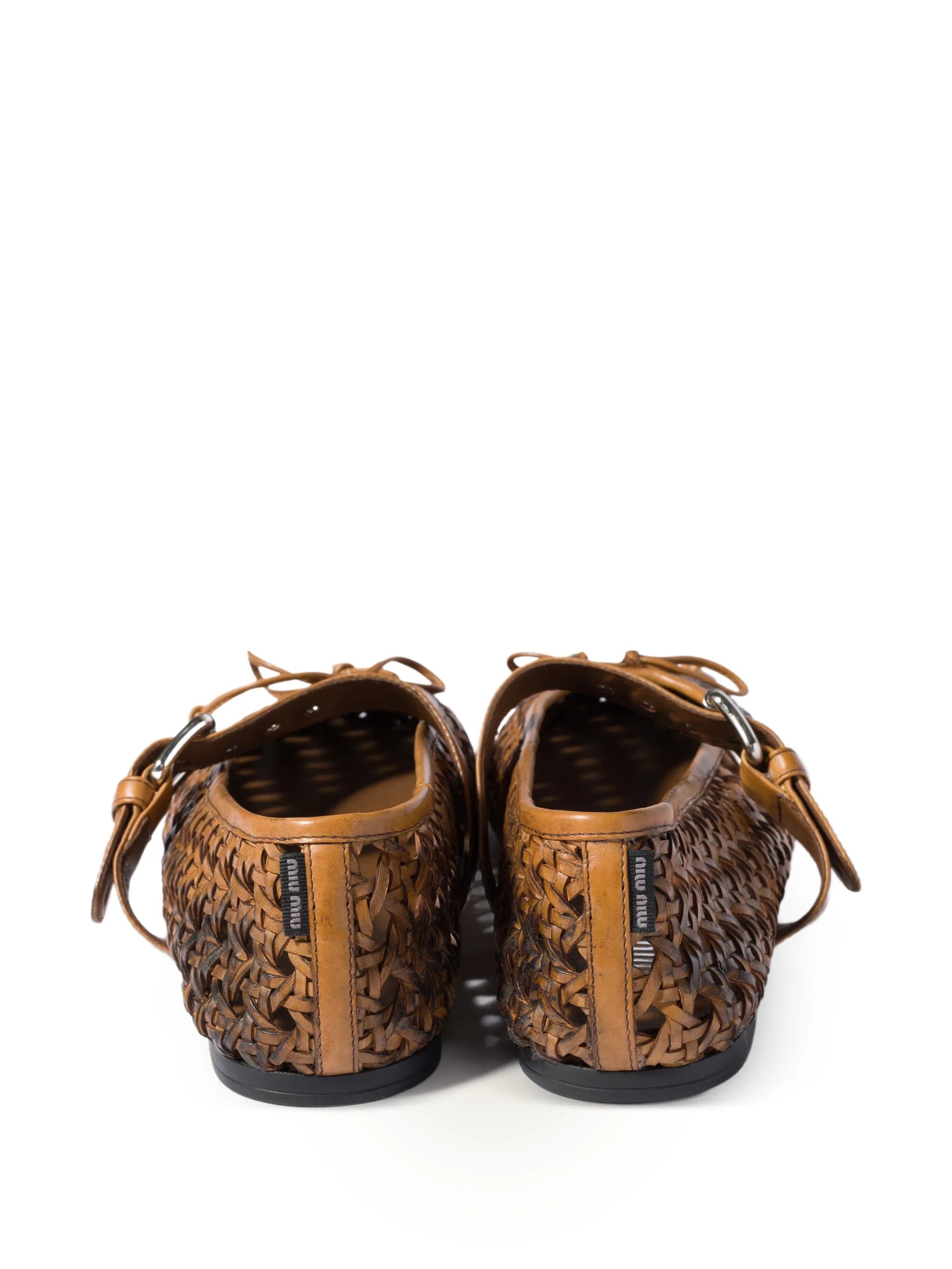 Miu Miu woven buckle - strap ballet flats