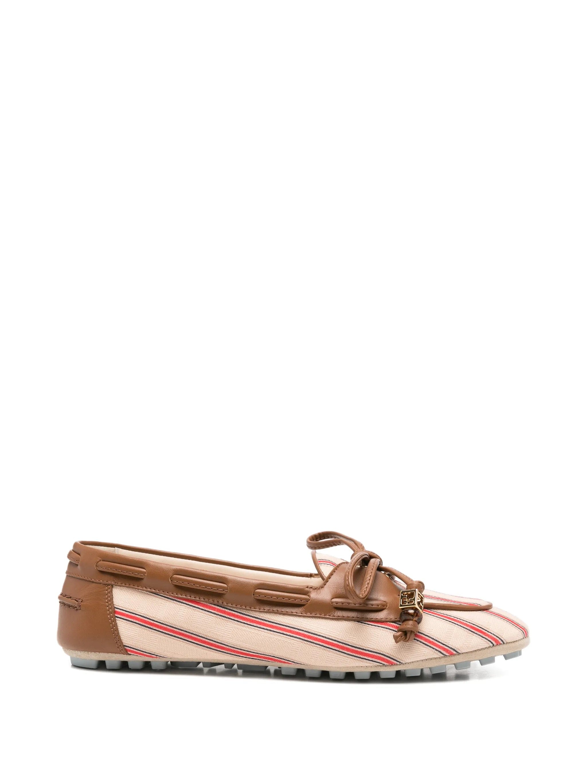 Fendi striped leather - trim loafers