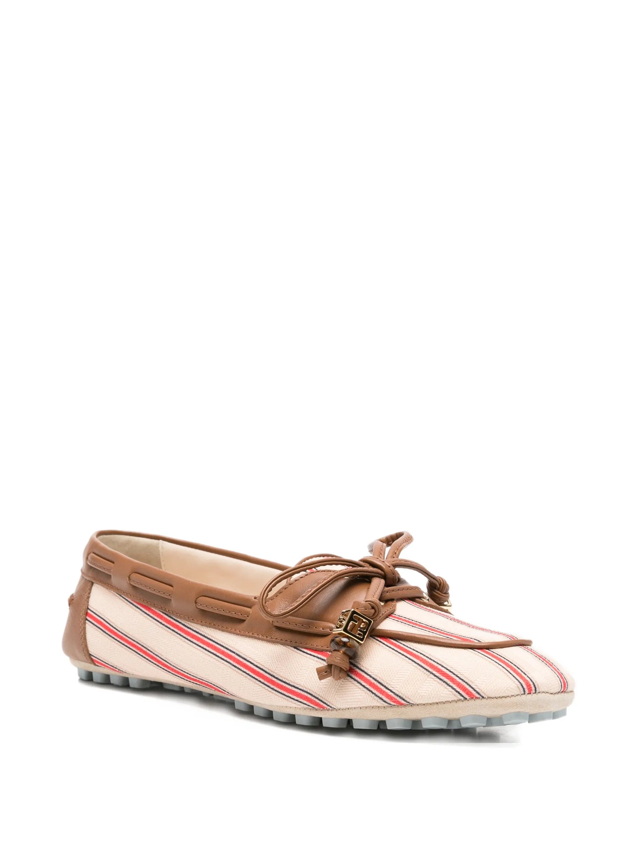 Fendi striped leather - trim loafers