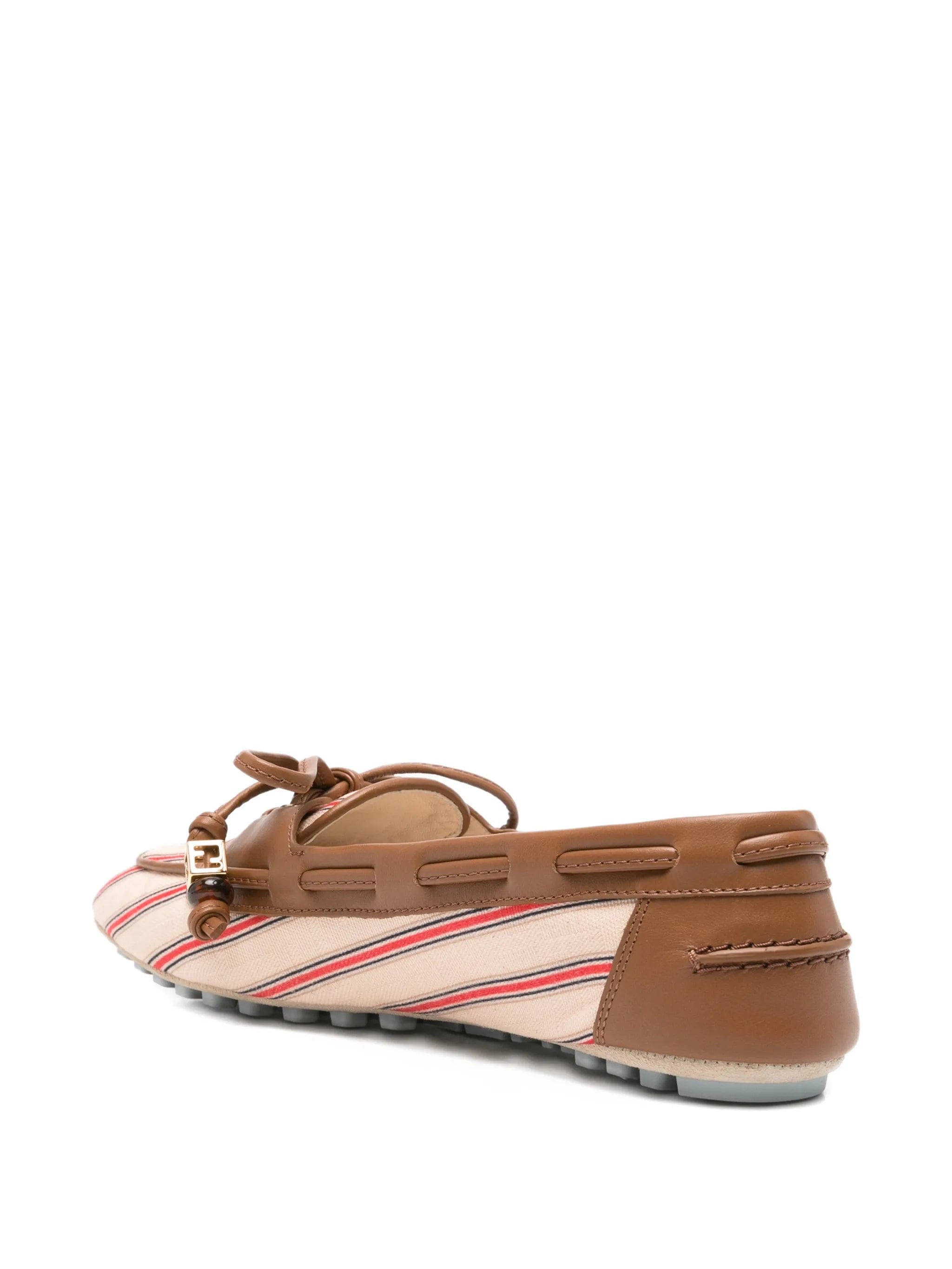 Fendi striped leather - trim loafers