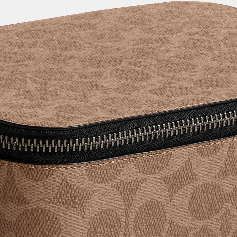 Coach Tech Organizer In Colorblock Signature Canvas Gunmetal Khaki Black