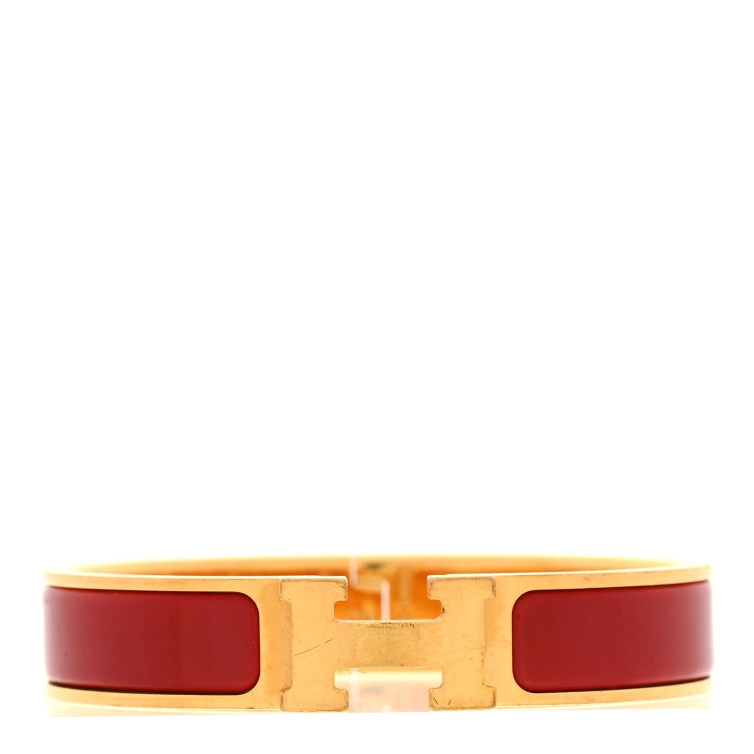Hermes Enamel Narrow Clic Clac H Bracelet PM Rouge Amarante