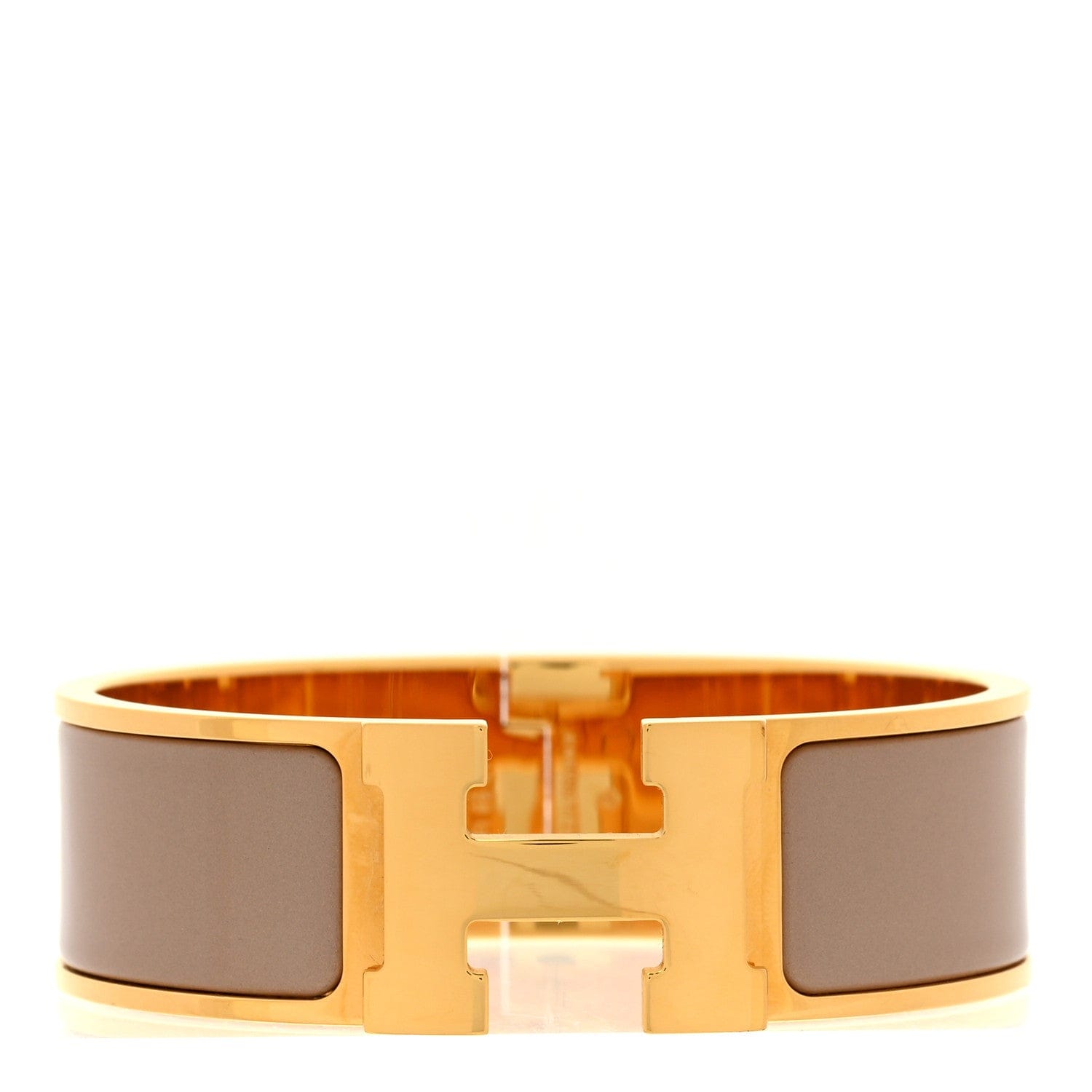 Hermes Enamel Wide Clic Clac H Bracelet GM Marron Glace