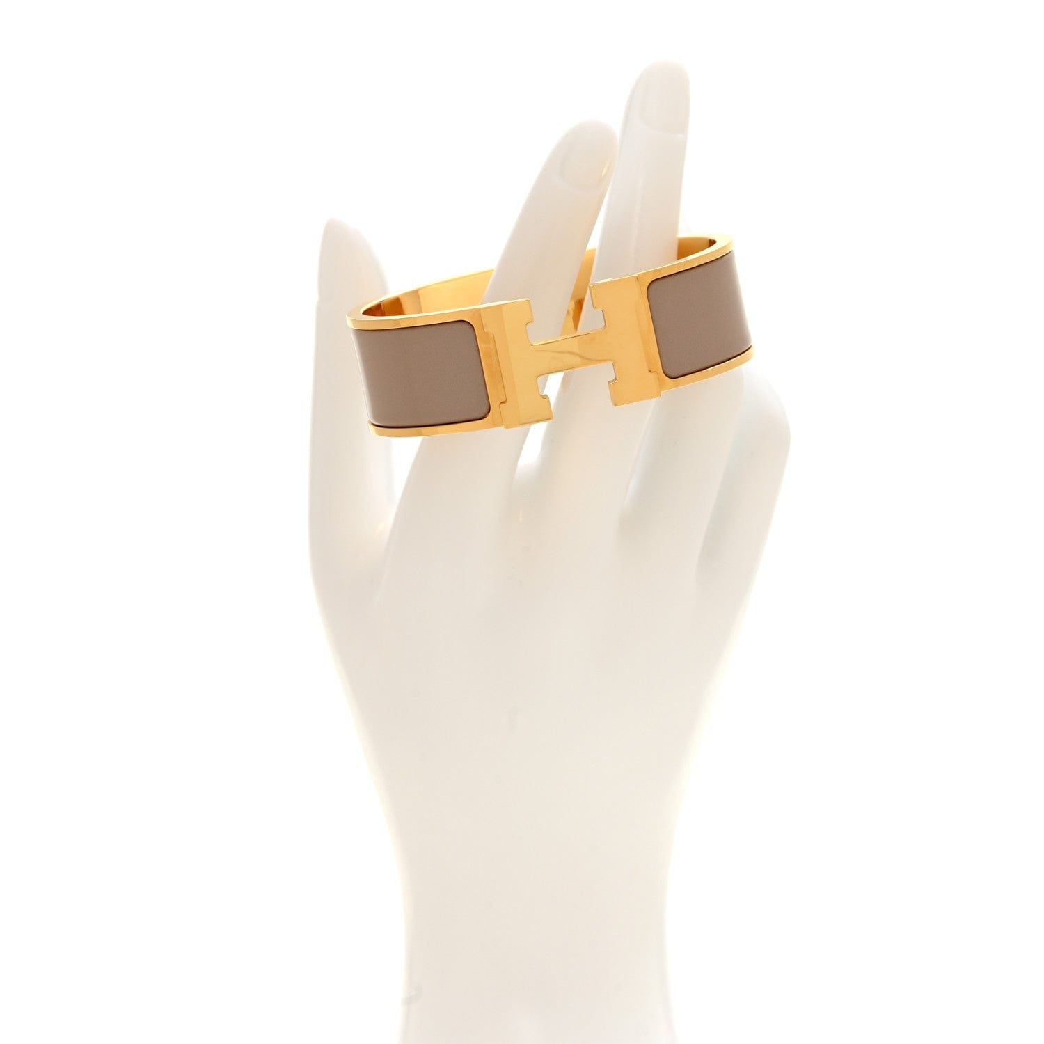 Hermes Enamel Wide Clic Clac H Bracelet GM Marron Glace