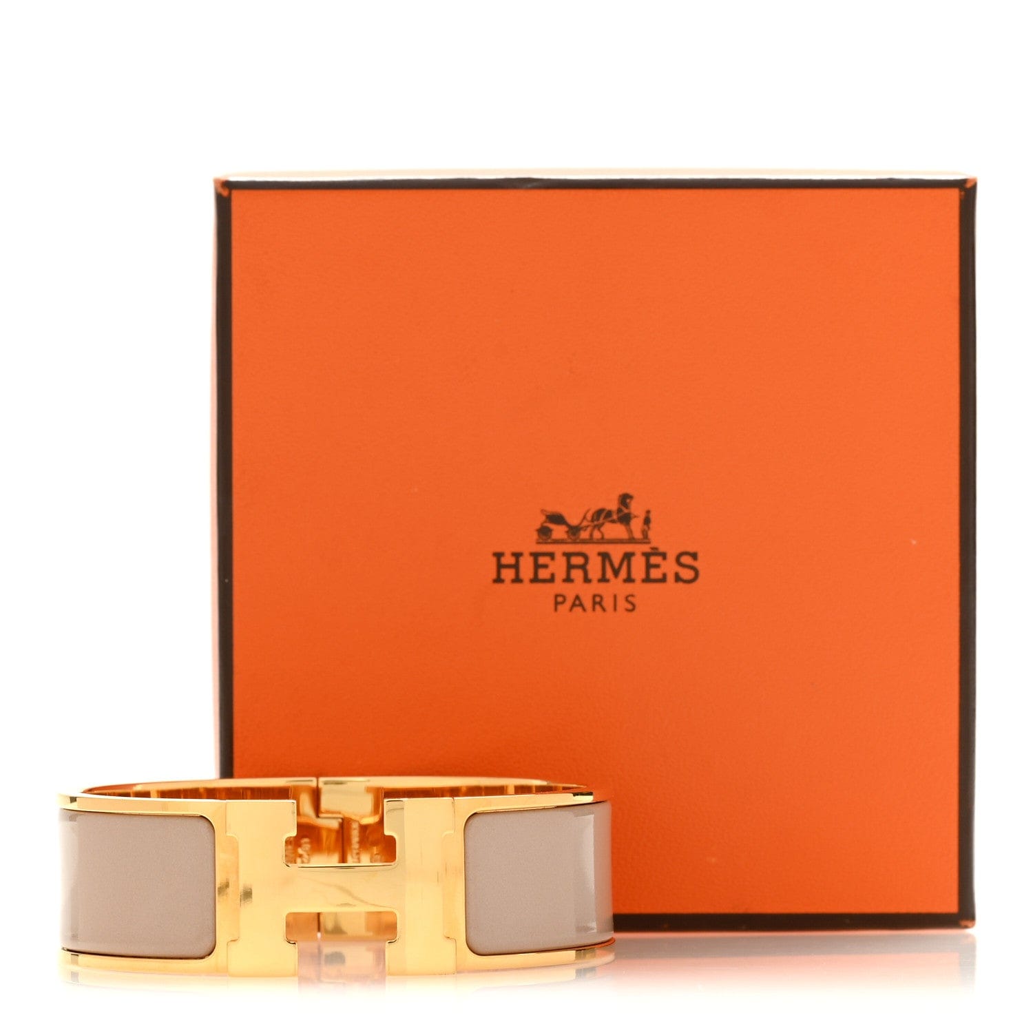 Hermes Enamel Wide Clic Clac H Bracelet GM Marron Glace