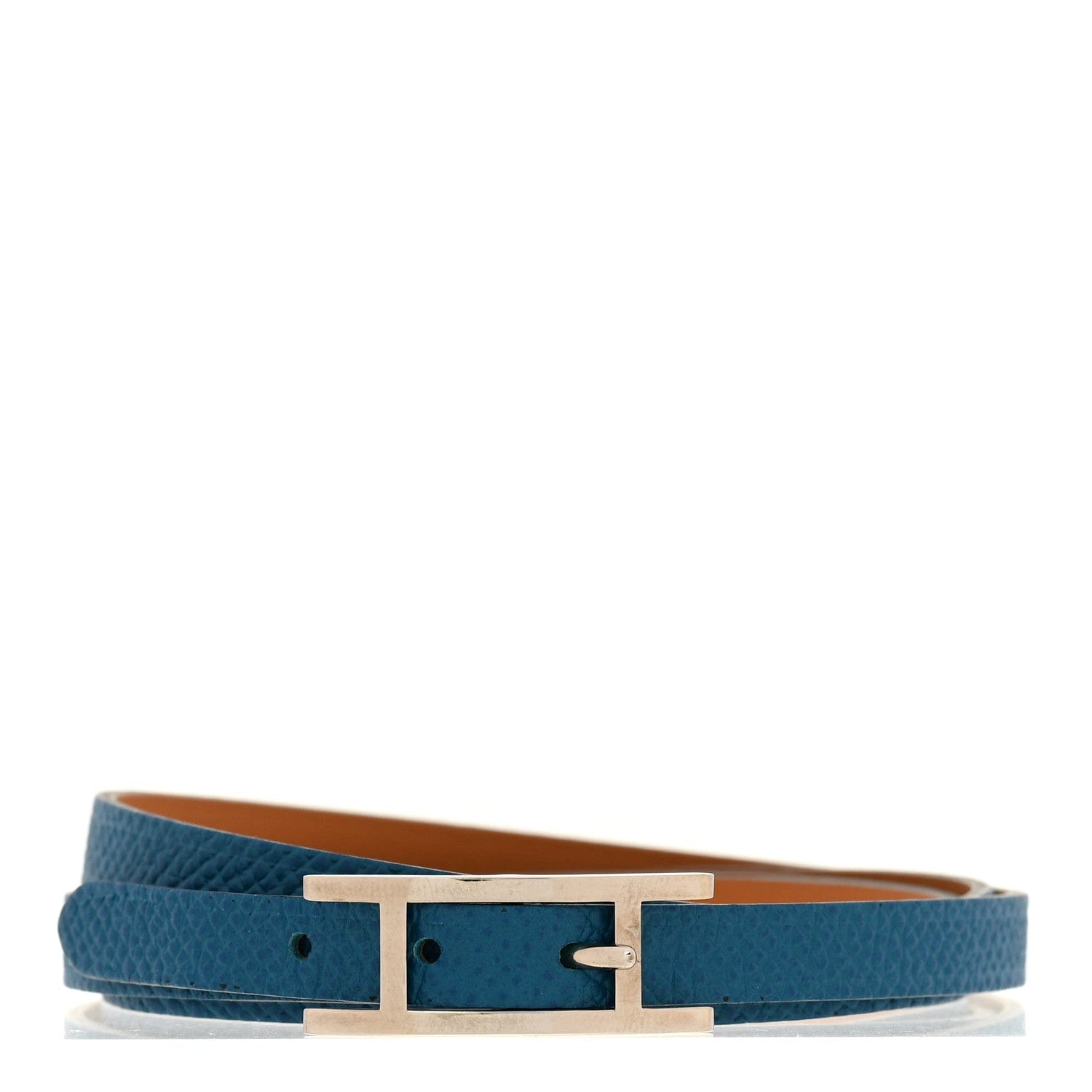 Hermes Epsom Hapi 3 mm Triple Tour Wrap Bracelet Bleu Izmir