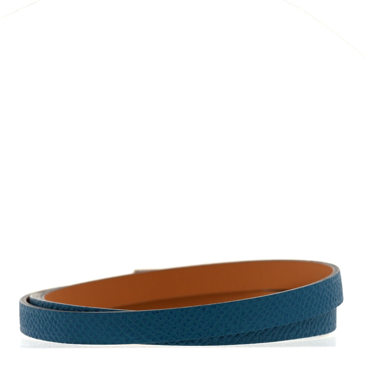 Hermes Epsom Hapi 3 mm Triple Tour Wrap Bracelet Bleu Izmir