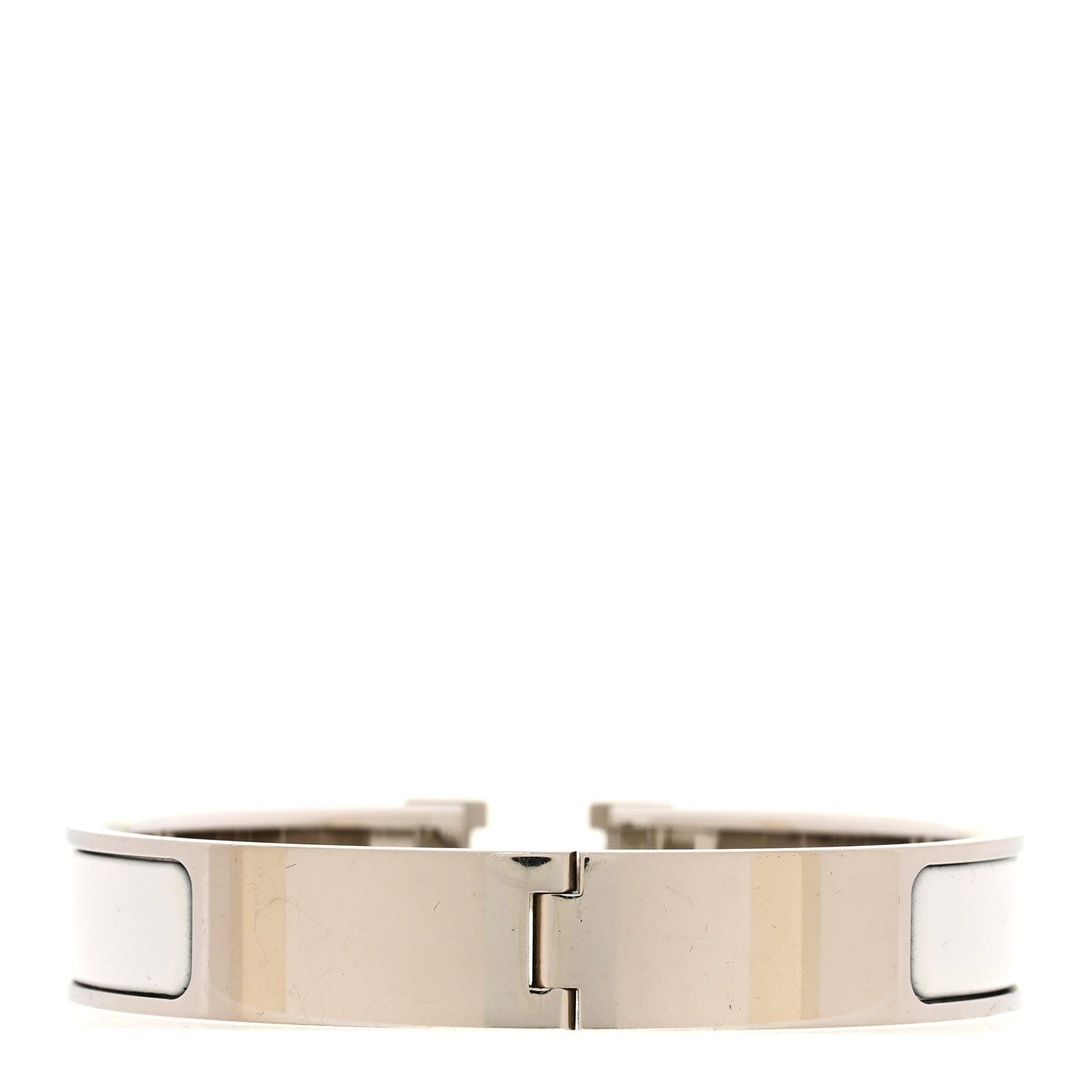 Hermes Enamel Narrow Clic Clac H Bracelet GM White