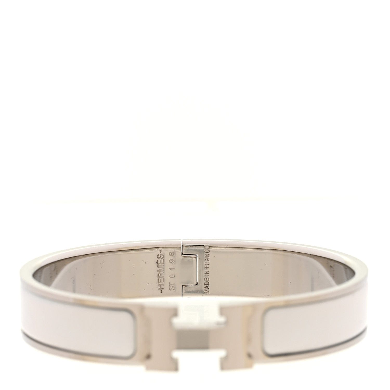 Hermes Enamel Narrow Clic Clac H Bracelet GM White