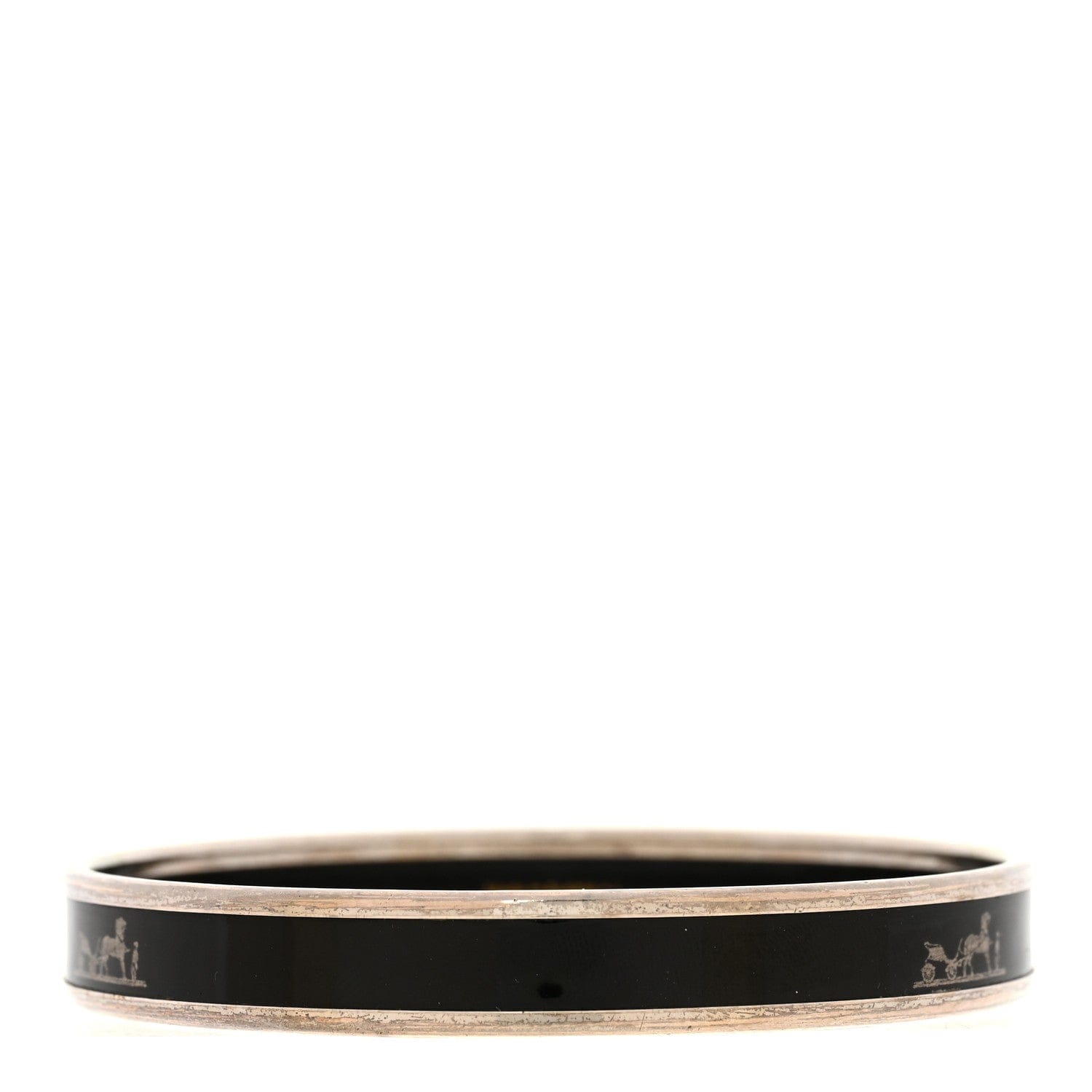 Hermes Enamel Printed Narrow Caleche Bracelet 70 Black