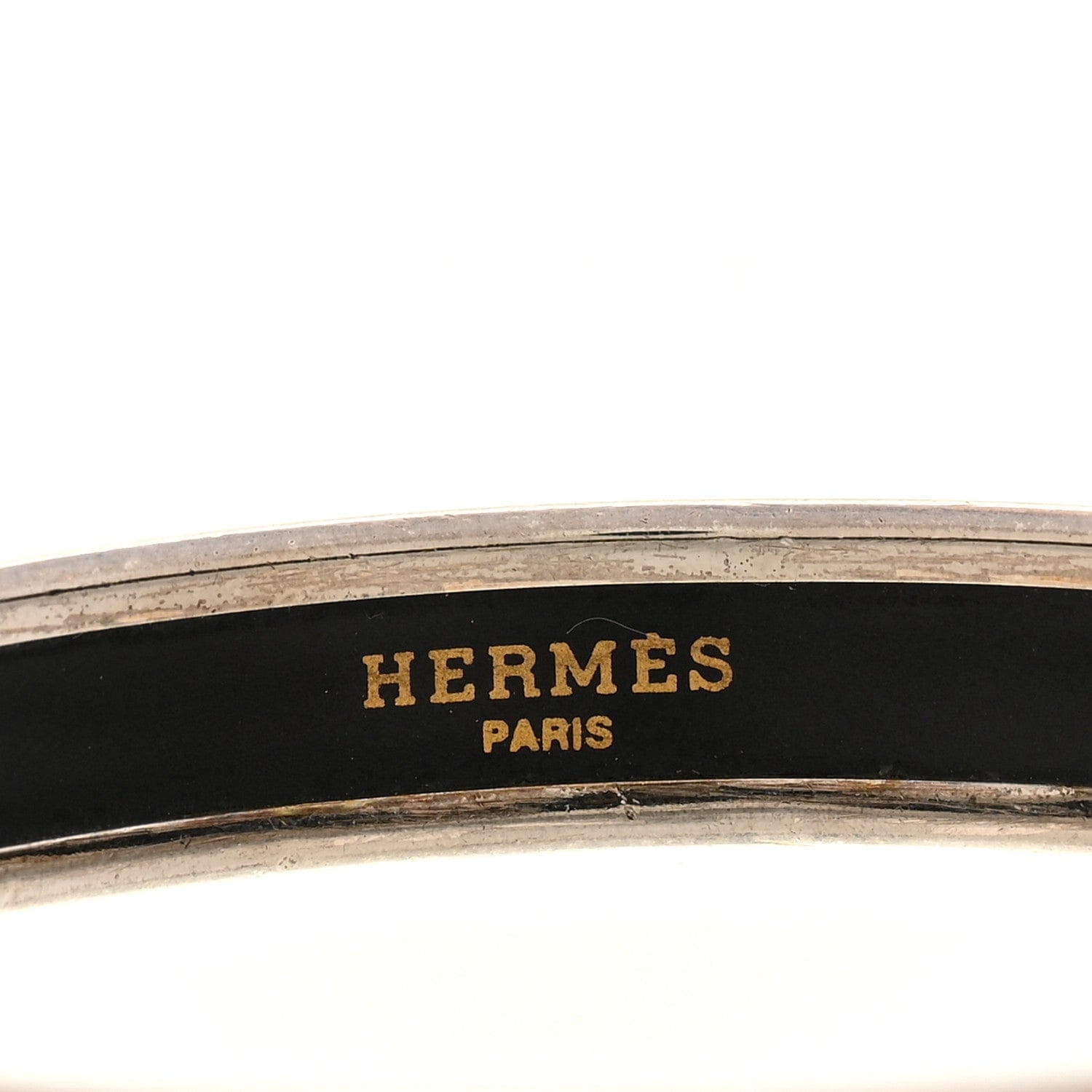 Hermes Enamel Printed Narrow Caleche Bracelet 70 Black