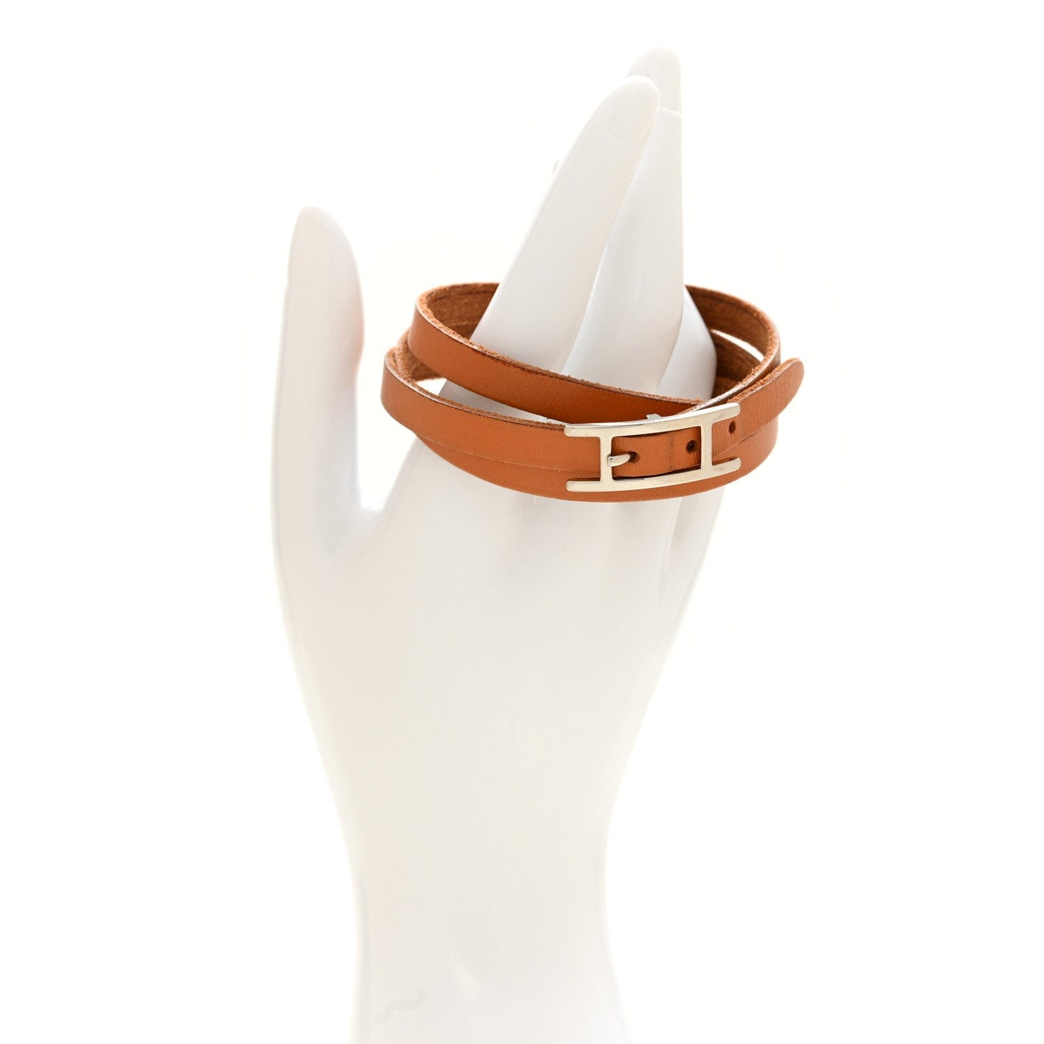 Hermes Barenia Hapi 3 mm Triple Tour Bracelet Fauve