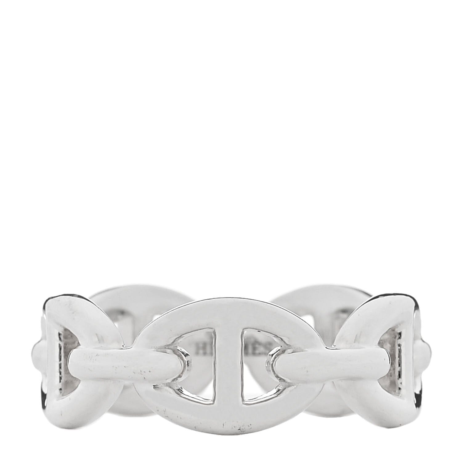 Hermes Sterling Silver PM Chaine d'Ancre Enchainee Band Ring 52 6