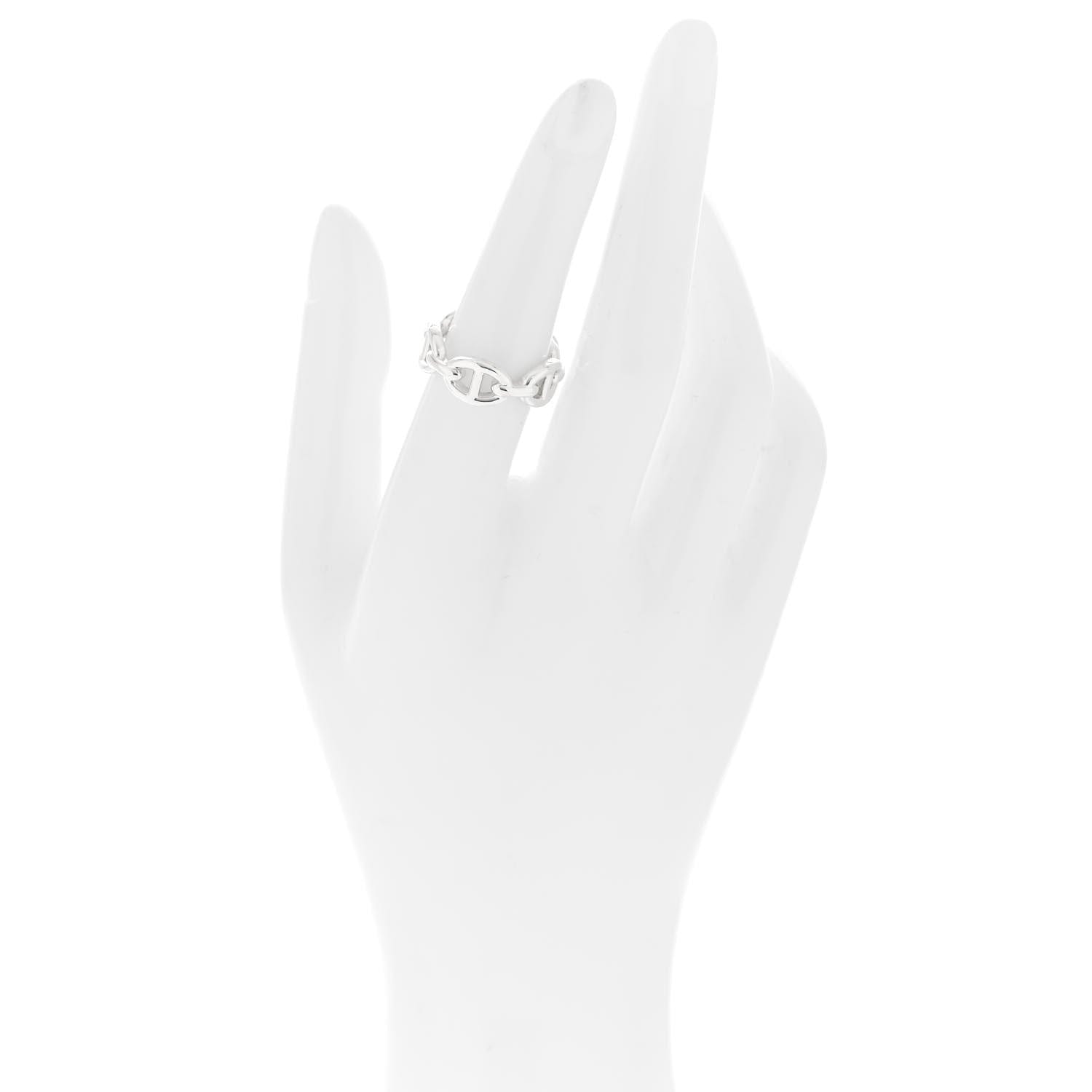 Hermes Sterling Silver PM Chaine d'Ancre Enchainee Band Ring 52 6