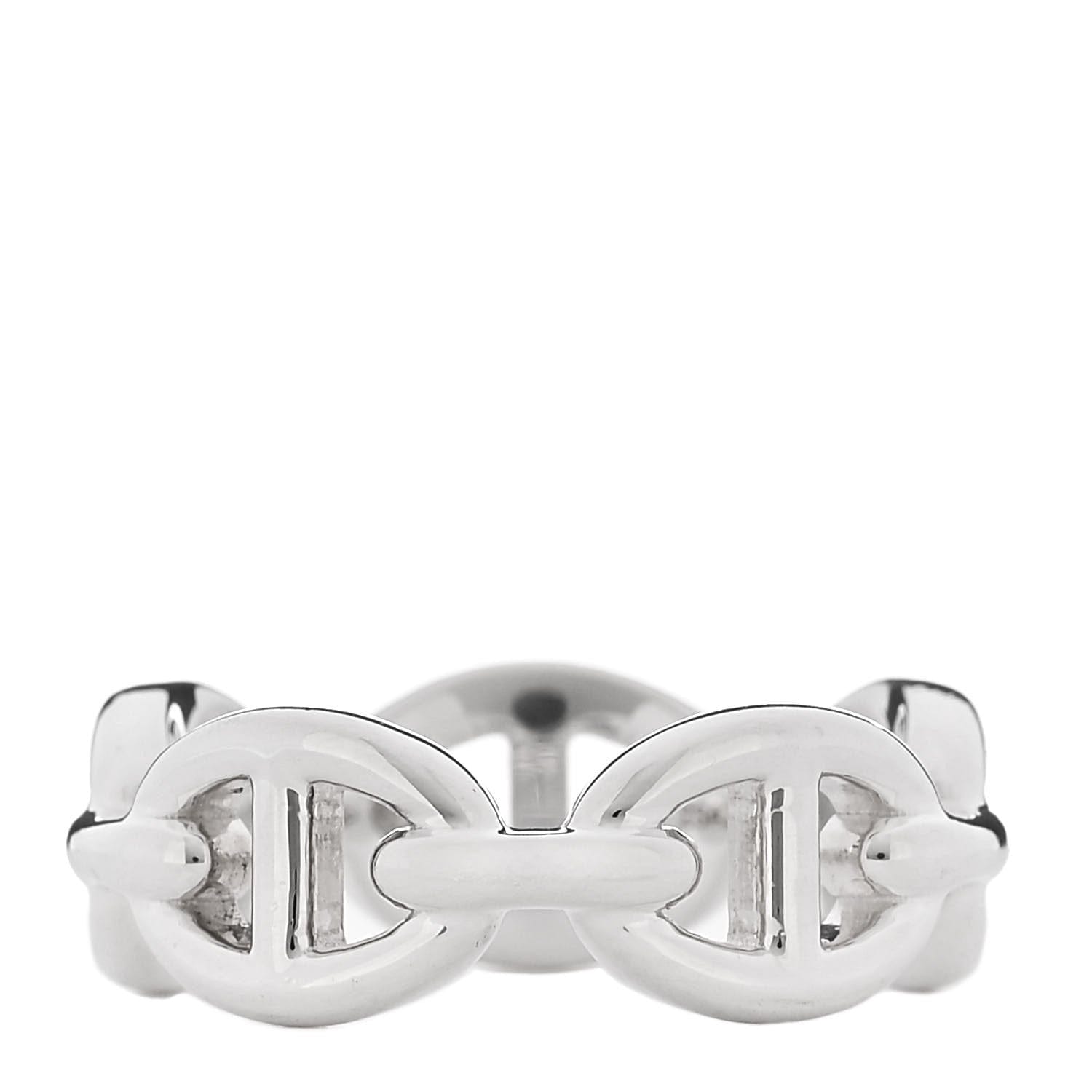 Hermes Sterling Silver PM Chaine d'Ancre Enchainee Band Ring 52 6