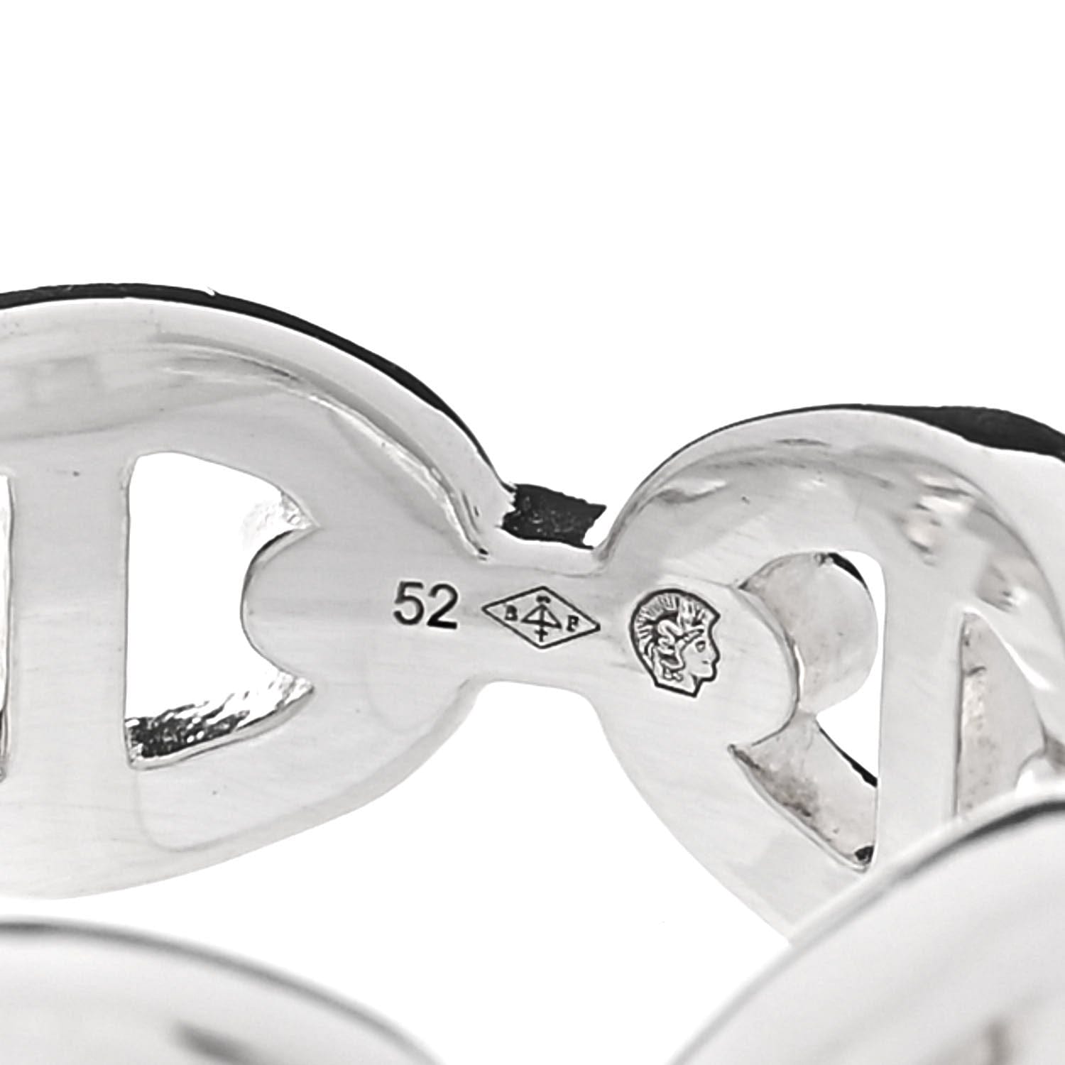 Hermes Sterling Silver PM Chaine d'Ancre Enchainee Band Ring 52 6