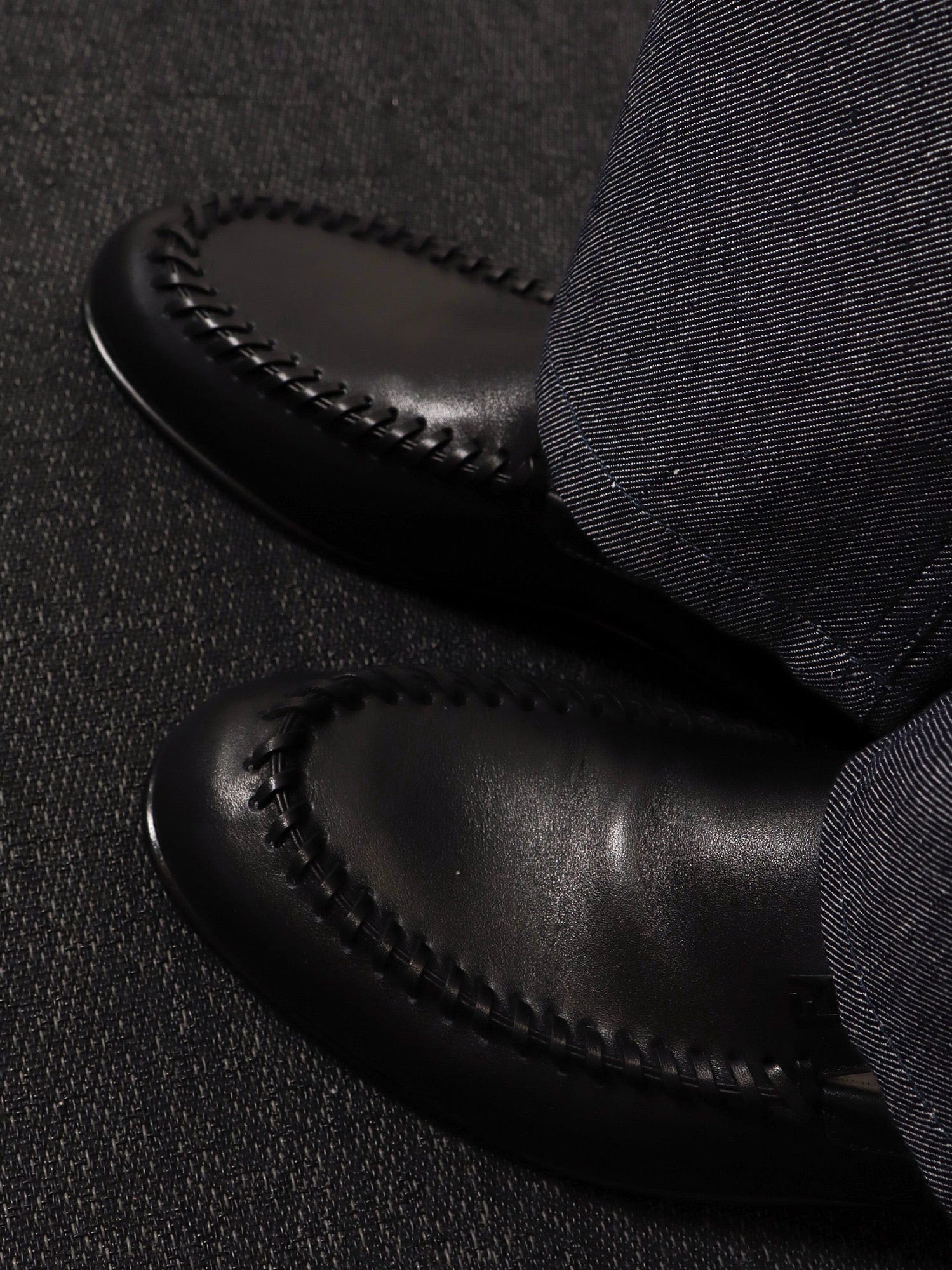 Fendi Leather loafers with metal FF logo