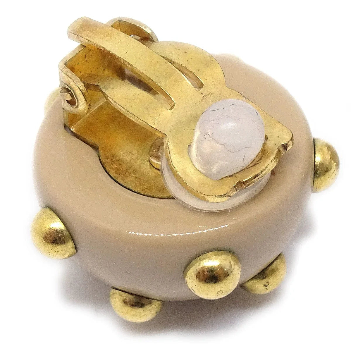 Chanel 2000 Studded Earrings Beige Gold Clip - On