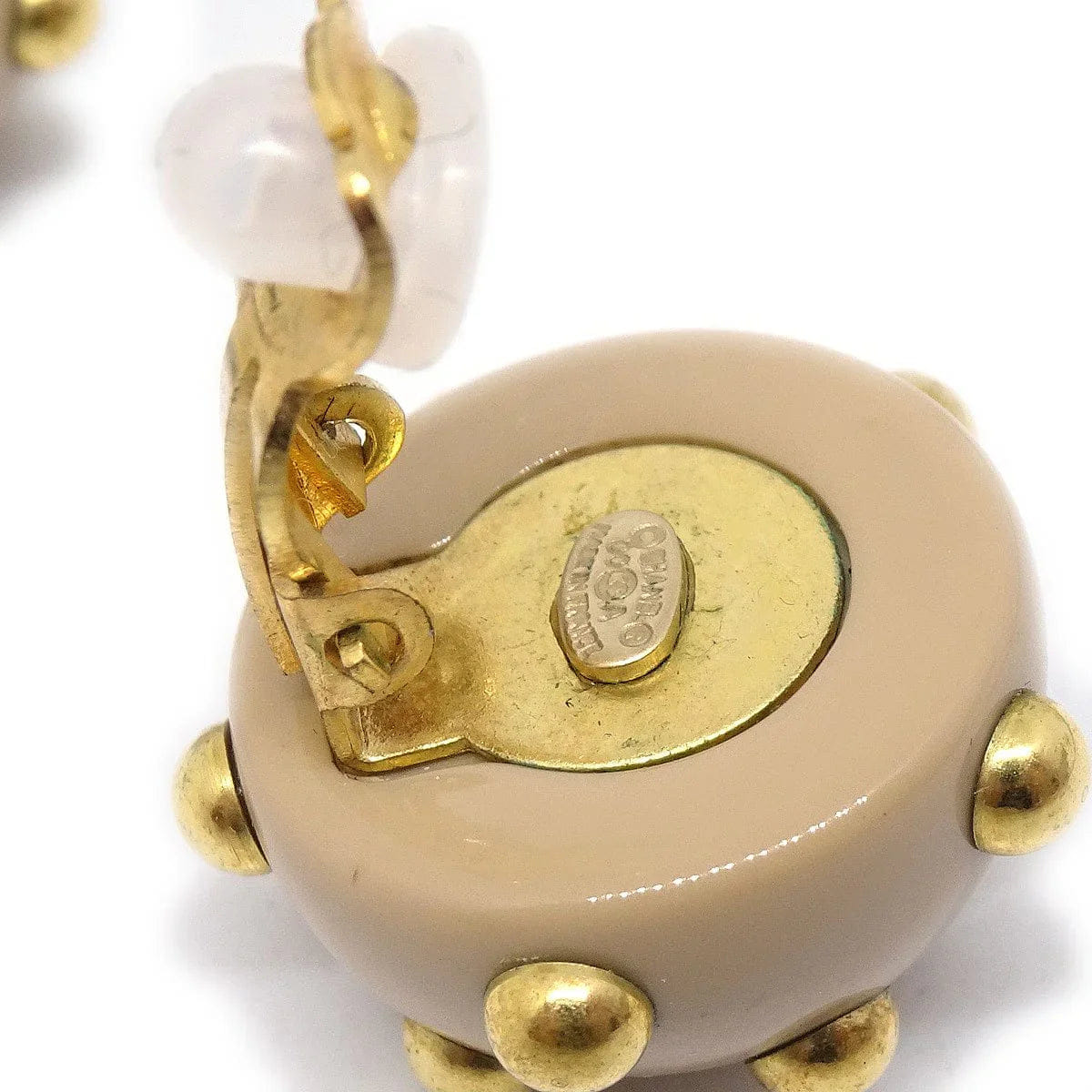 Chanel 2000 Studded Earrings Beige Gold Clip - On