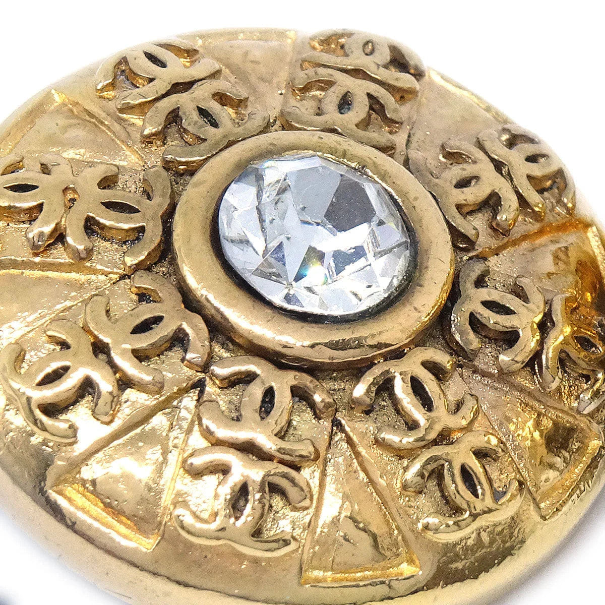 Chanel 1988 Crystal & Gold Earrings Clip - On 23