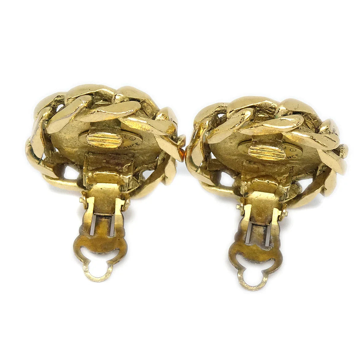 Chanel 1988 Crystal & Gold CC Earrings Clip - On 23