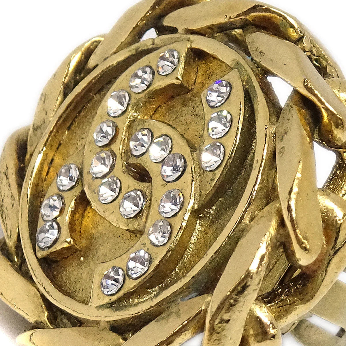 Chanel 1988 Crystal & Gold CC Earrings Clip - On 23
