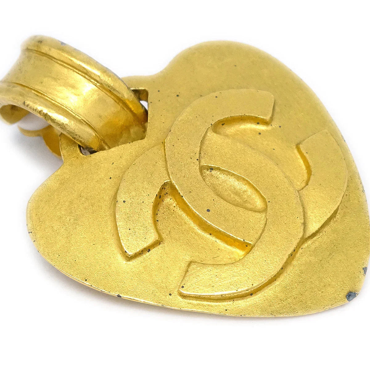 Chanel Dangle Heart Earrings Clip - On Gold 95P