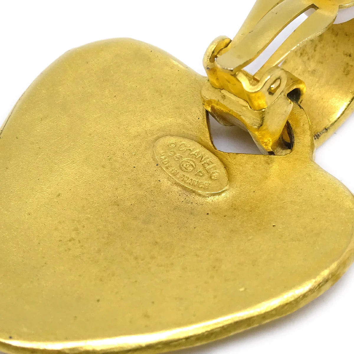 Chanel Dangle Heart Earrings Clip - On Gold 95P
