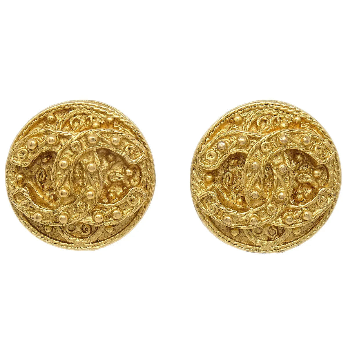 Chanel 1994 Gold CC Filigree Earrings Small