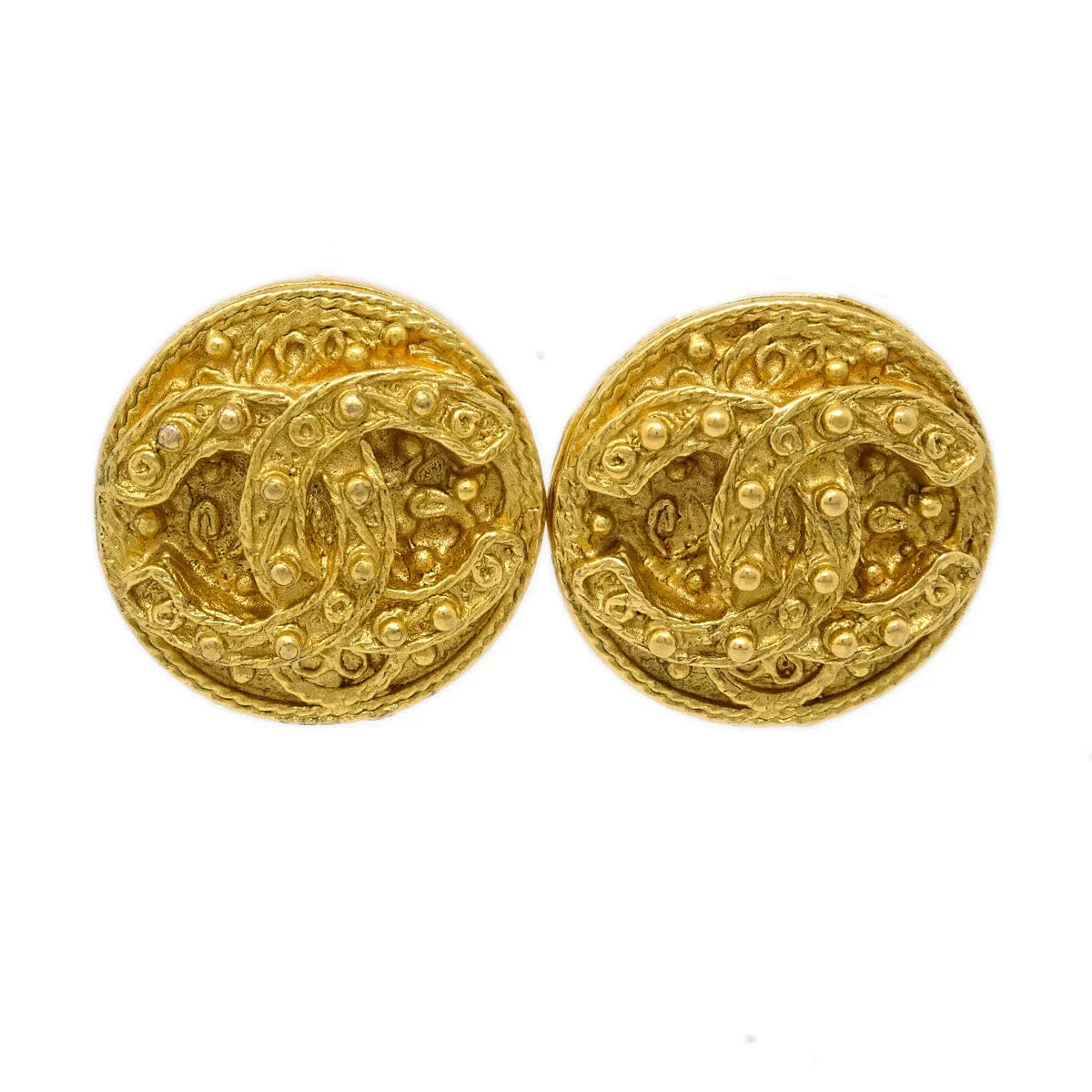 Chanel 1994 Gold CC Filigree Earrings Small