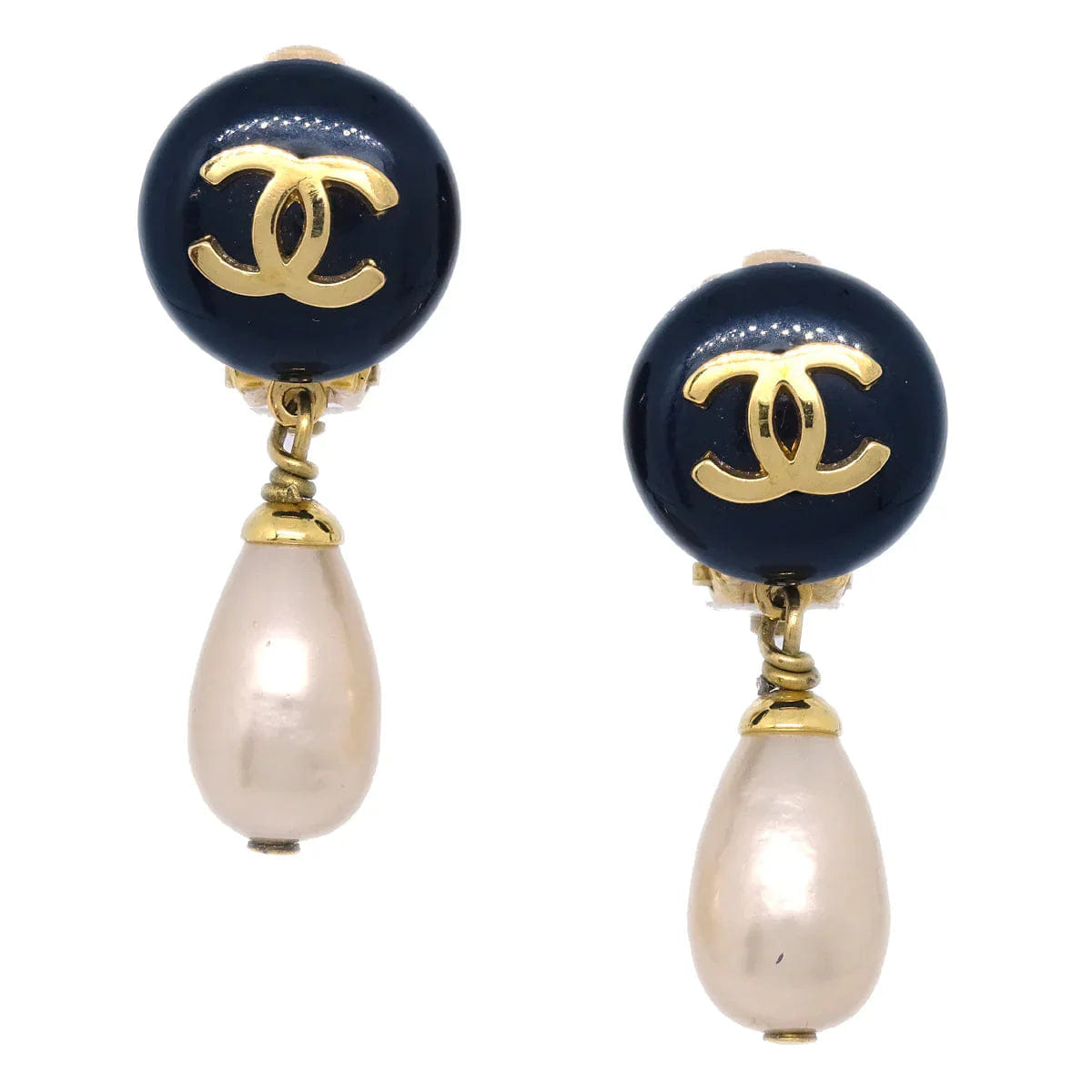 Chanel Artificial Pearl Dangle Earrings Clip - On 93A