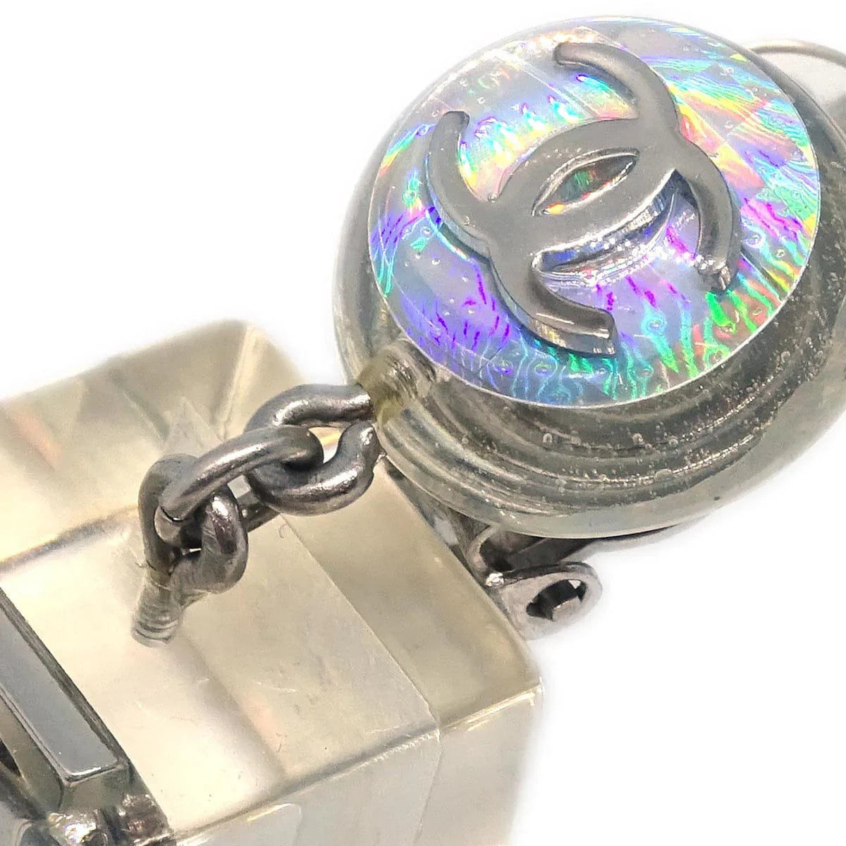 Chanel Dangle Cube Earrings Clip - On Clear 97P