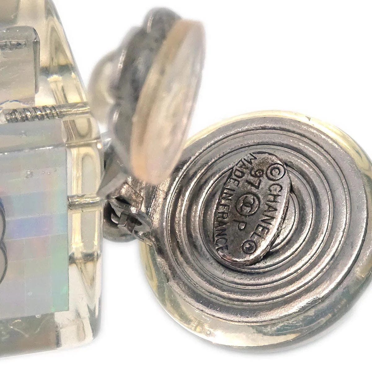 Chanel Dangle Cube Earrings Clip - On Clear 97P