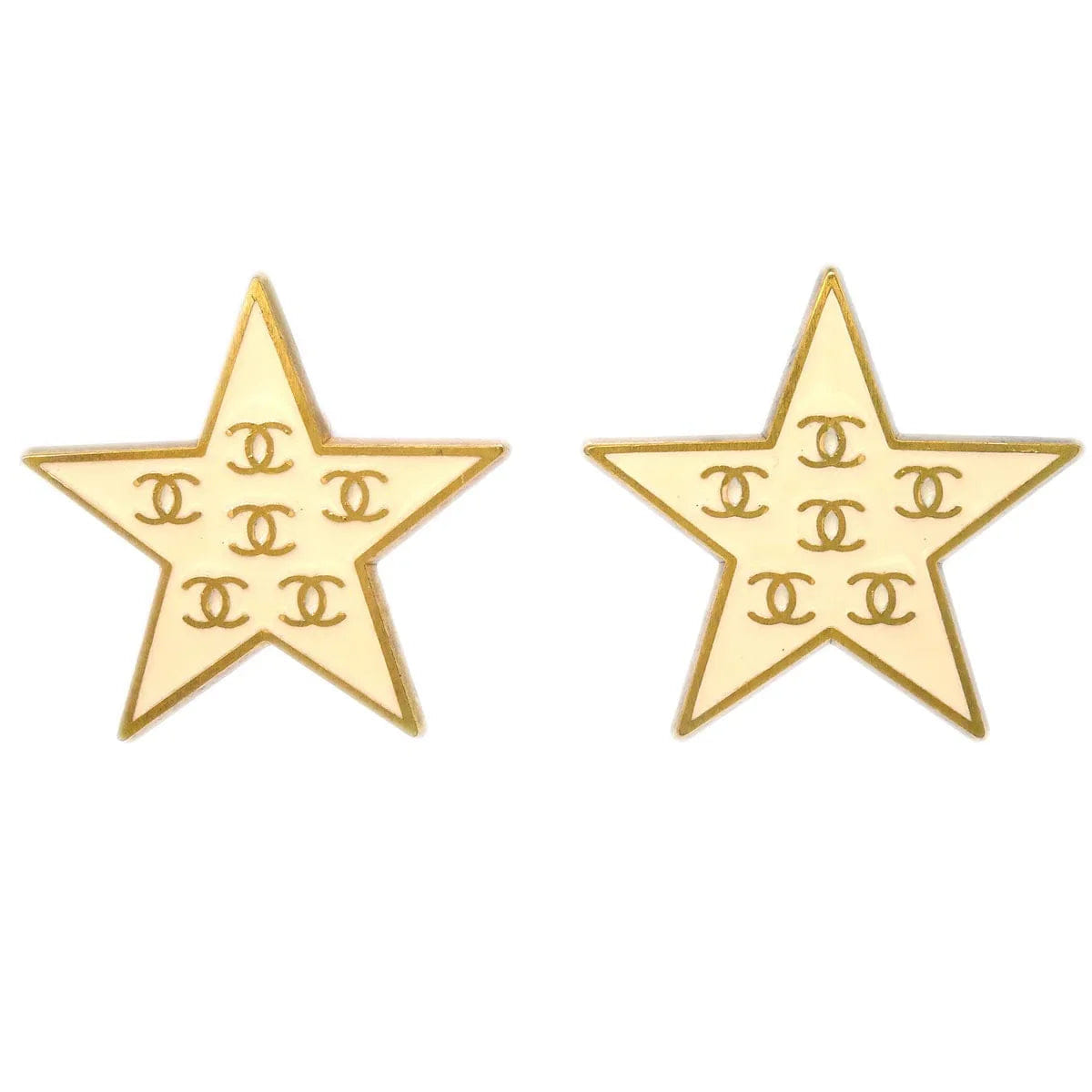 Chanel Star Earrings Clip - On White 01P