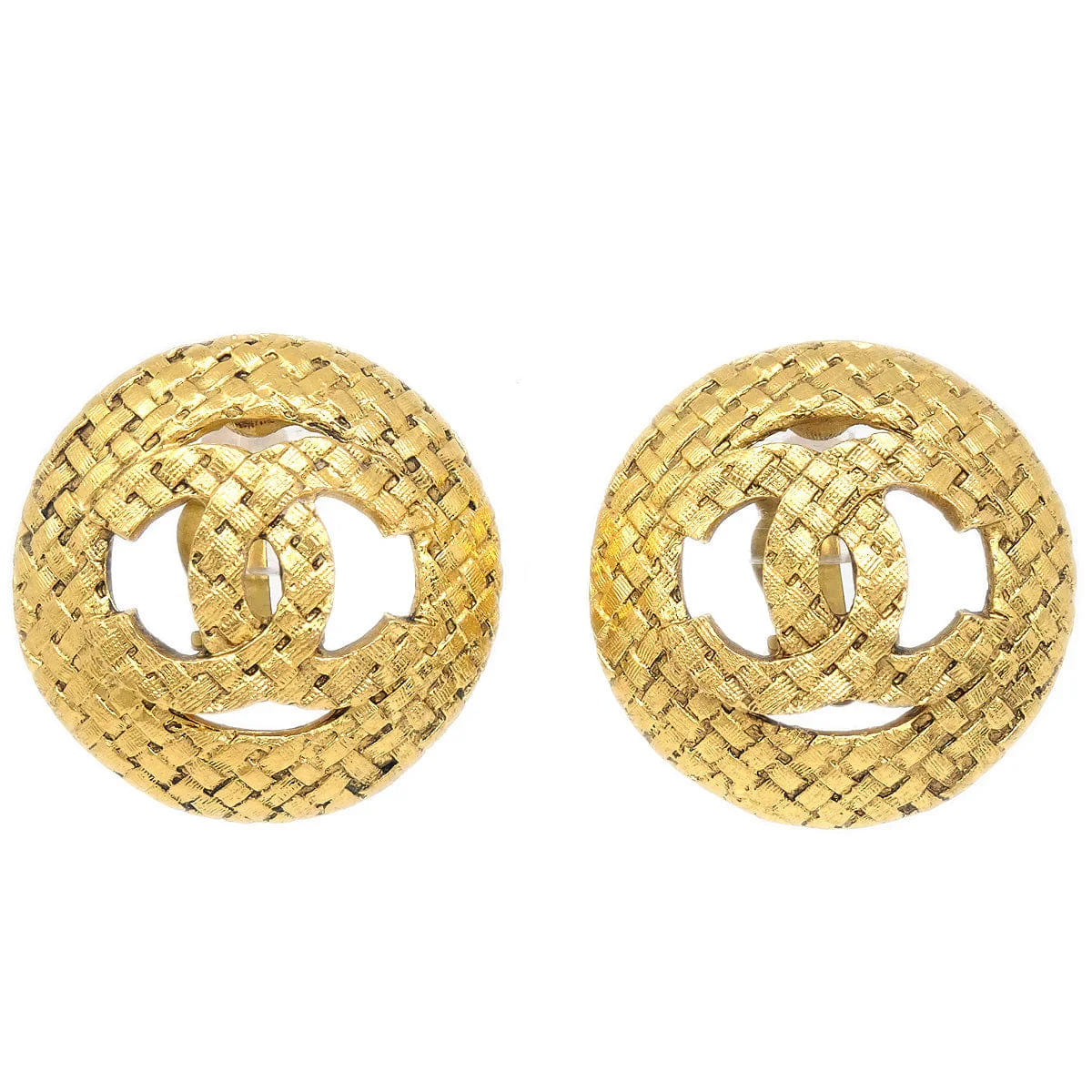 Chanel Button Earrings Clip - On Gold 29/2889